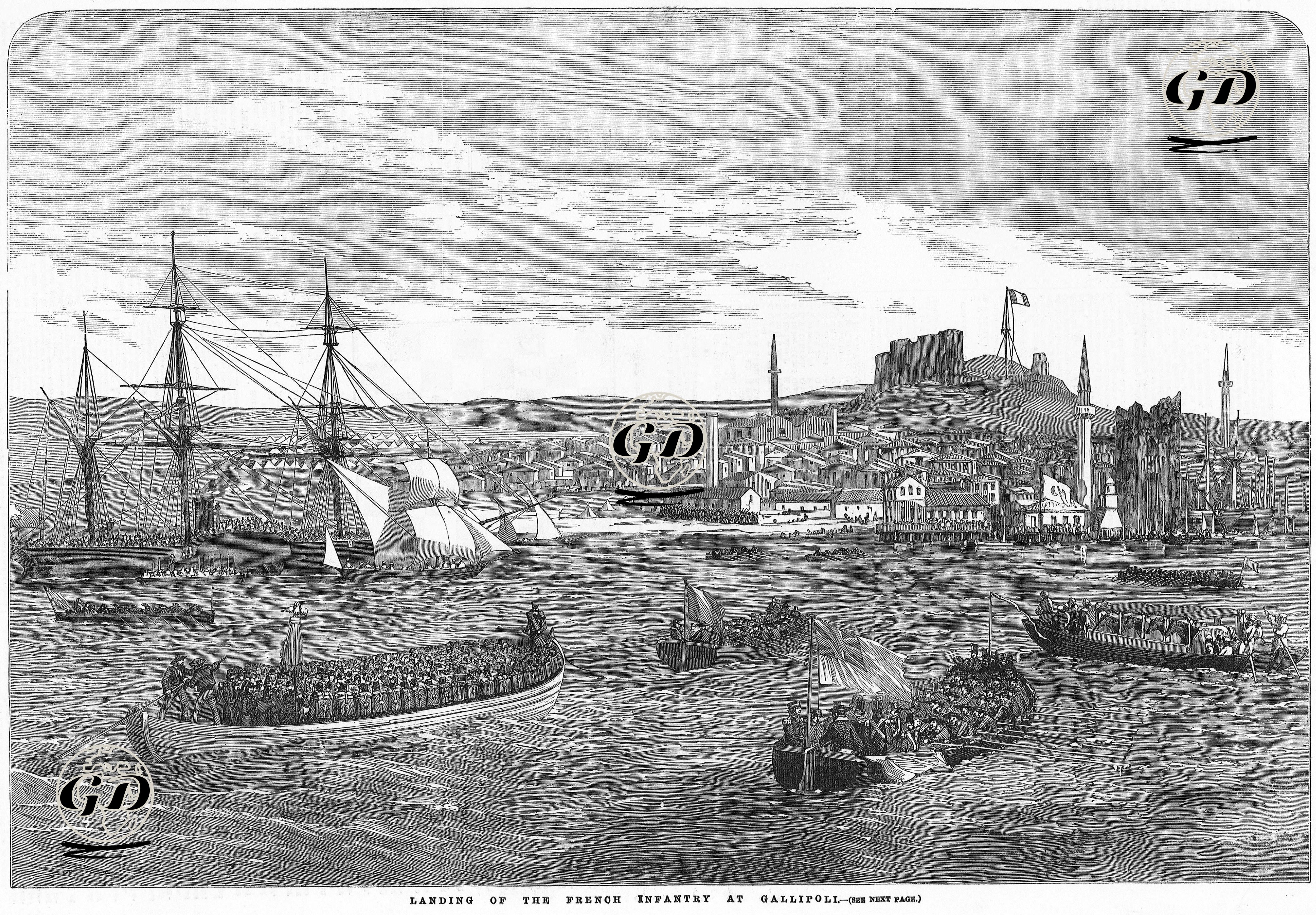 1853-1856 Osmanlı-Rus Savaşı (Kırım Savaşı) Sırasında Fransız Piyadelerinin Gelibolu'ya Gelişleri -  - 1854