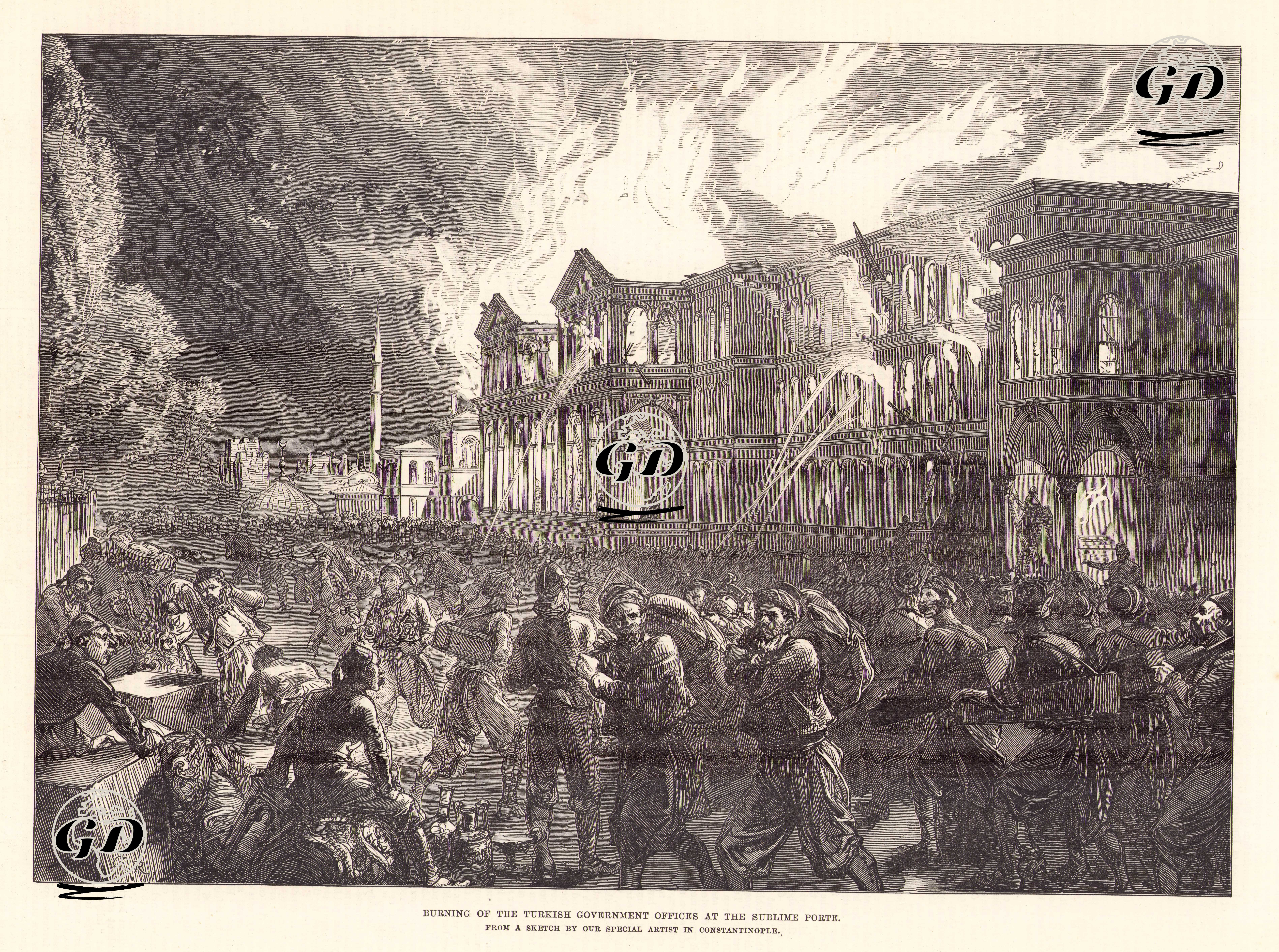 23 Mayıs 1878 Tarihinde Bab-ı Ali'de Çıkan Yangın - J.Bell - 1878