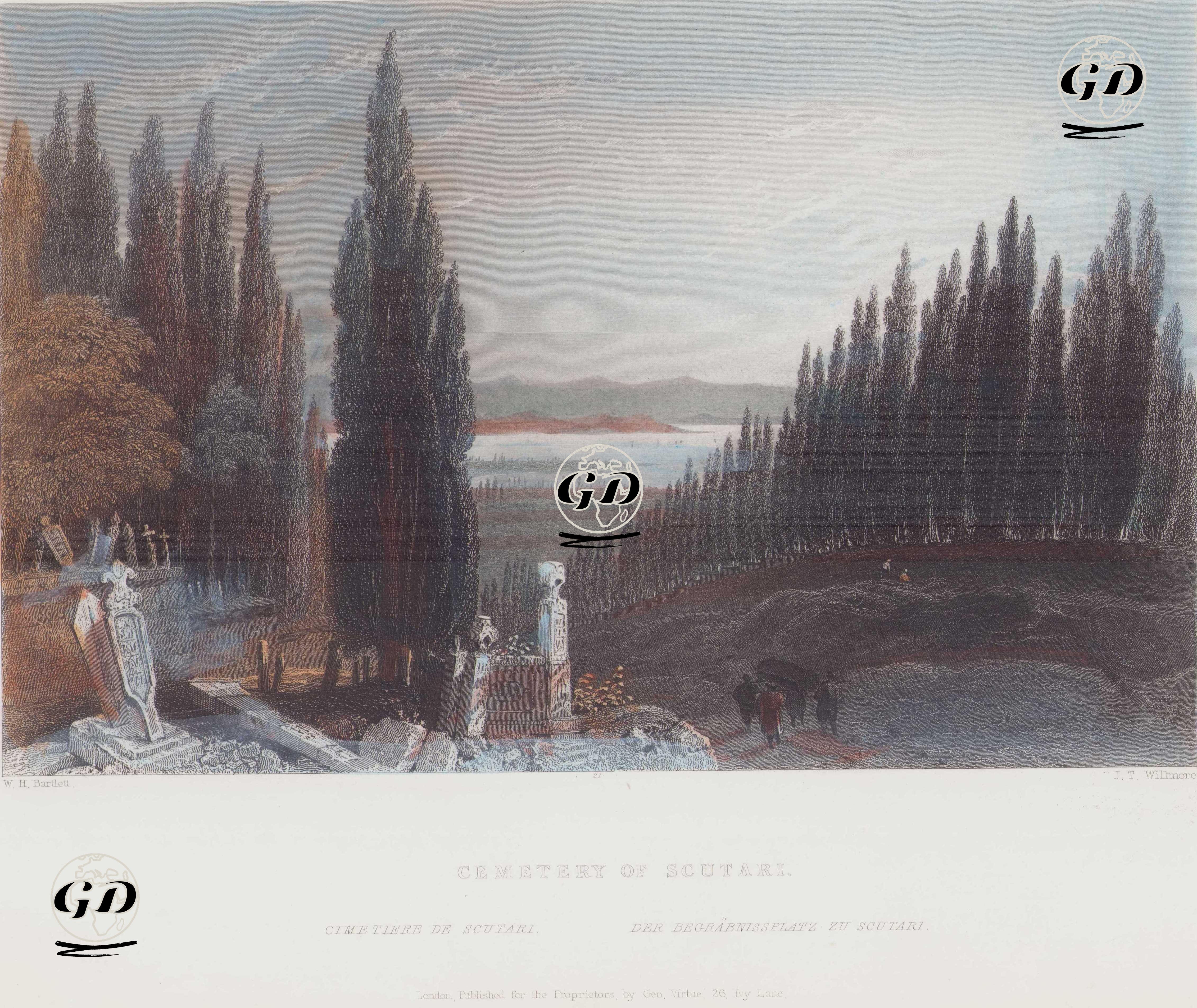Cemetery Of Scutari-Cimetiere De Scutari-Der Begrabnissplatz Zu Scutari  - William Henry Bartlett (1809-1854) - 1854