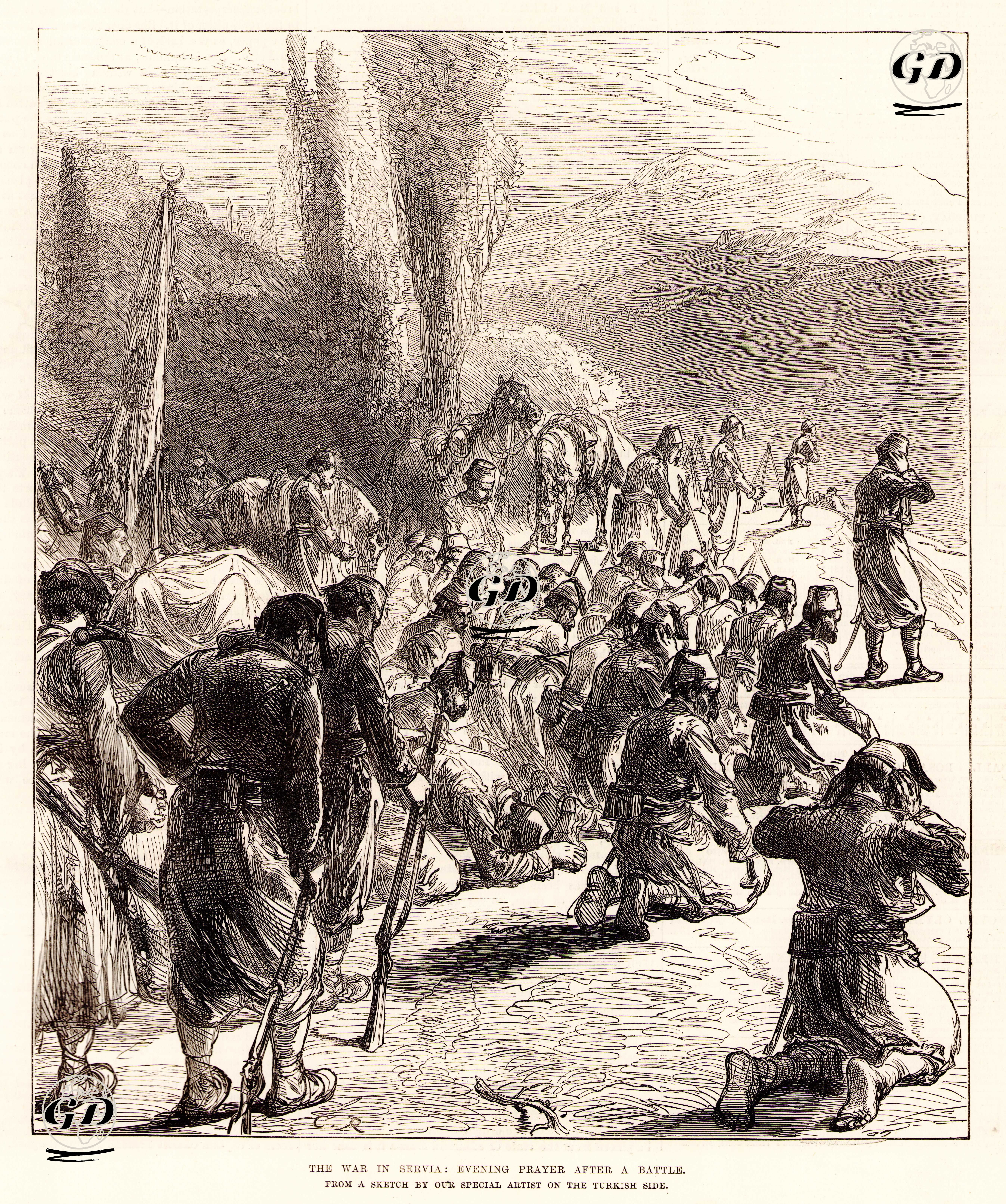1876-1877 Osmanlı-Sırp Savaşı Sırasında Türk Askerlerin Akşam Namazı  -  - 1876