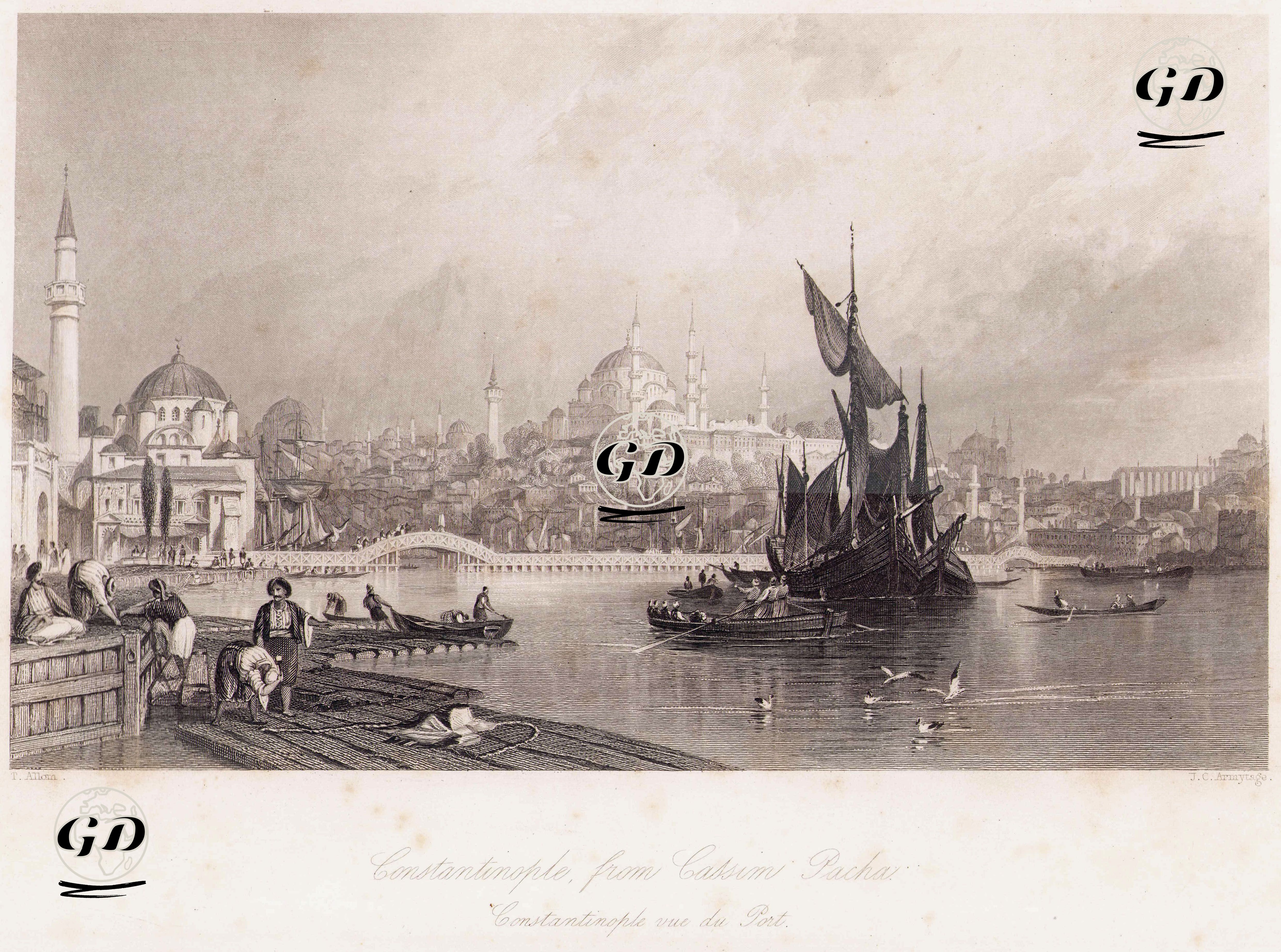 Kasımpaşa Sahilinden İstanbul - Thomas Allom (1804-1872) - 1838