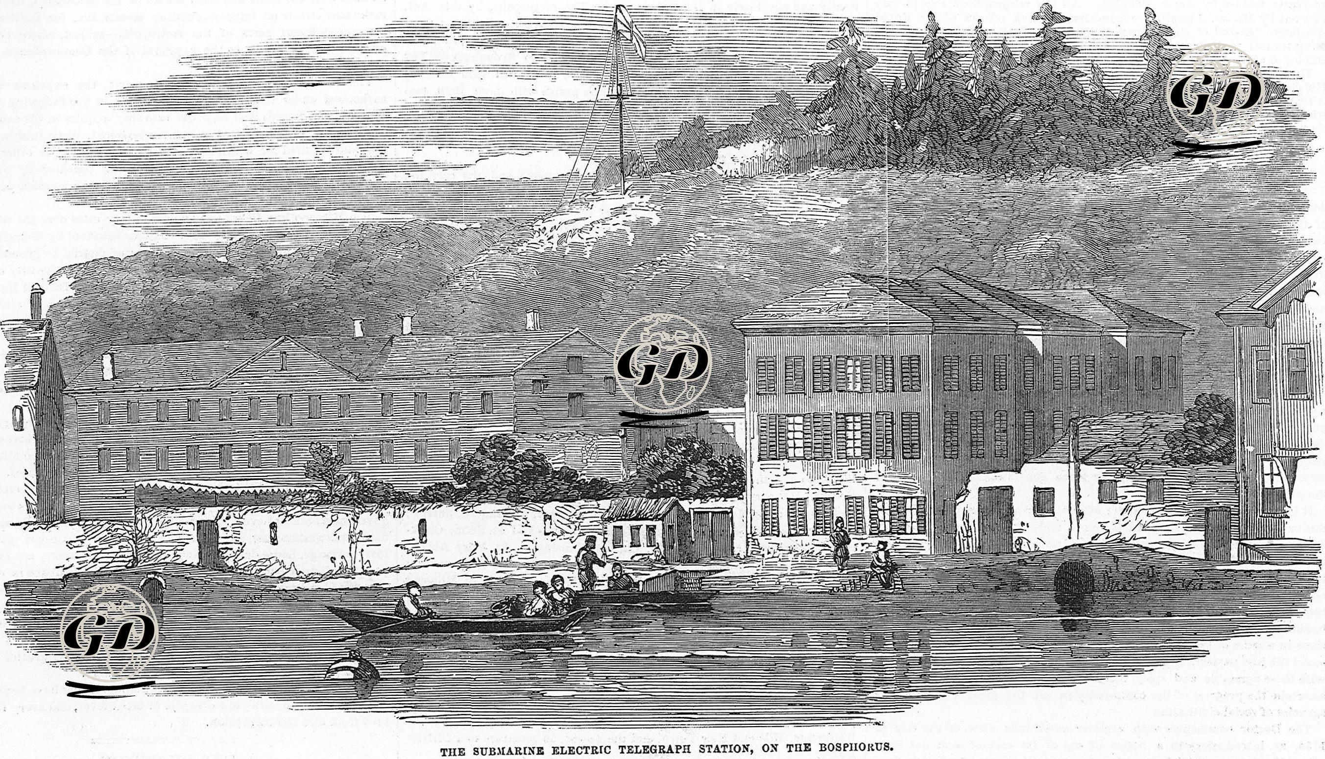 Boğaziçinde Denizaltı Telgraf İstasyonu  -  - 1855