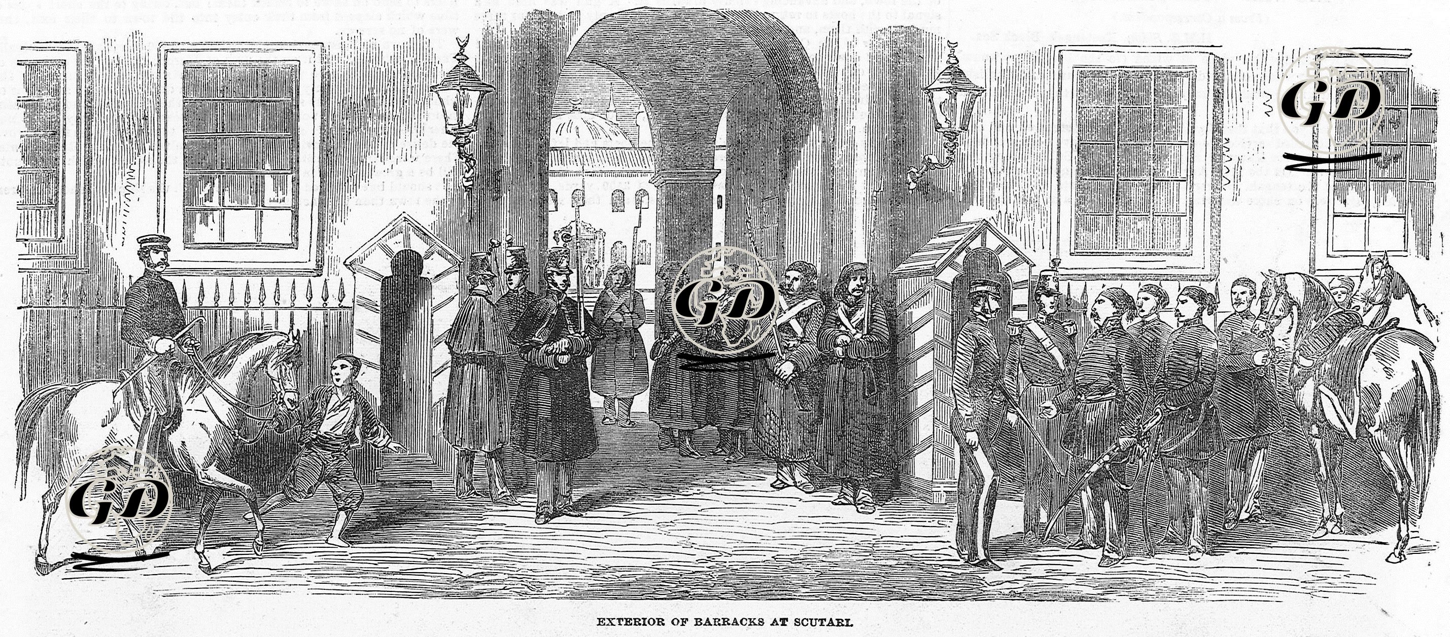 Üsküdar'da İngiliz Askerleri, Üsküdar'da Selimiye Kışlasının Dışı  -  - 1854