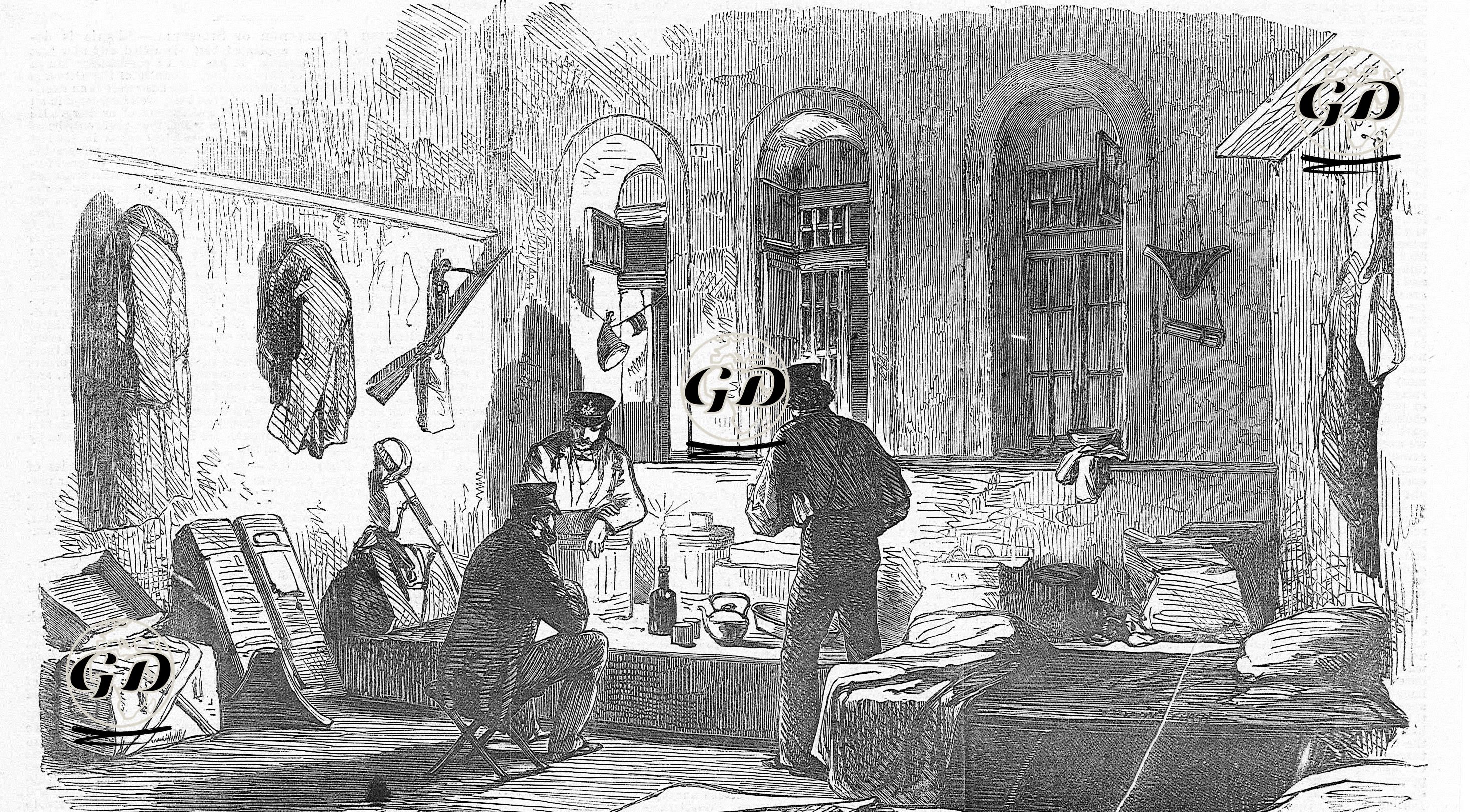 Üsküdar'da İngiliz Askerleri, Üsküdar'da Subay Kışlası -  - 1854