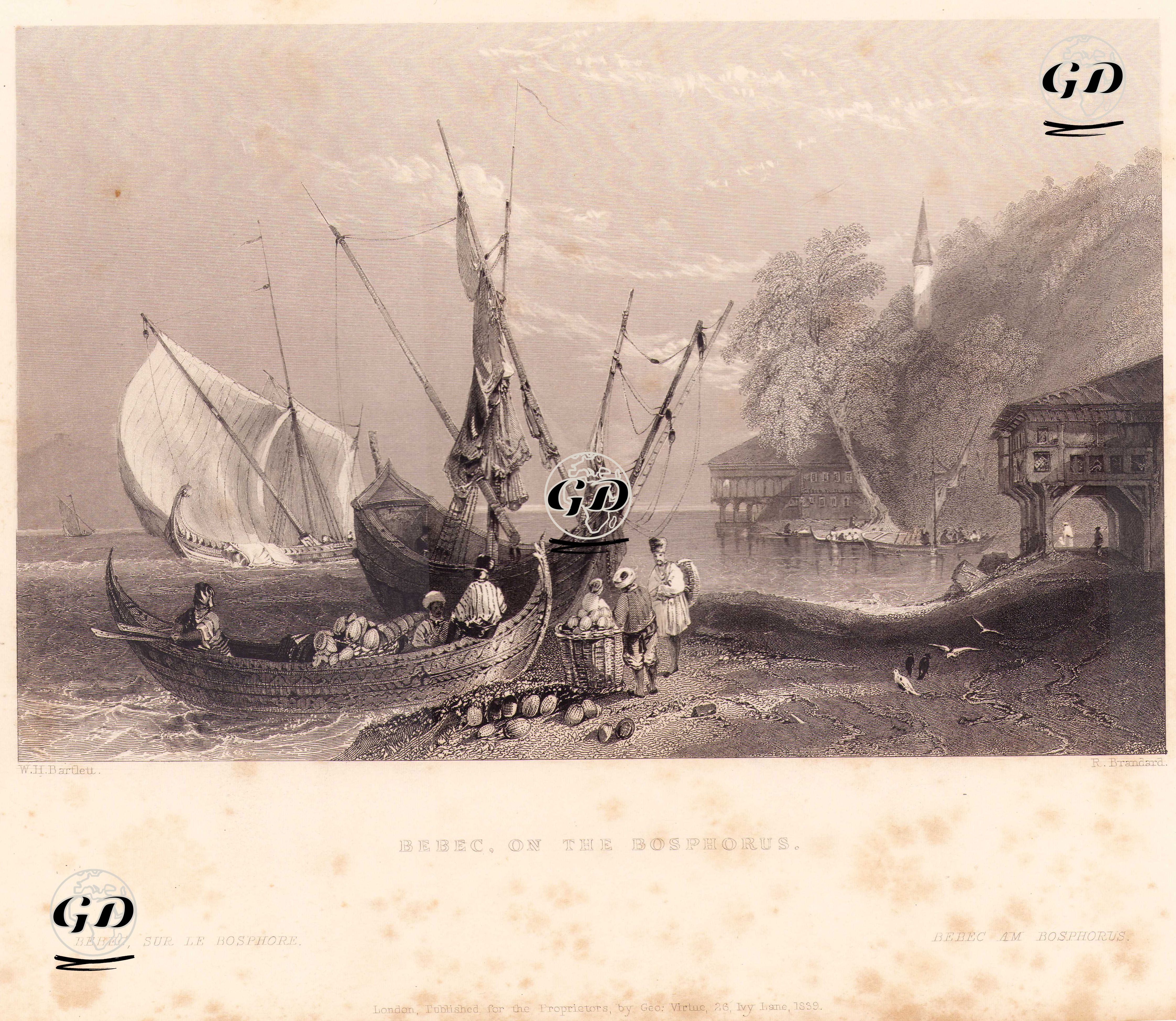 Boğaziçinde Bebek - William Henry Bartlett (1809-1854) - 1839