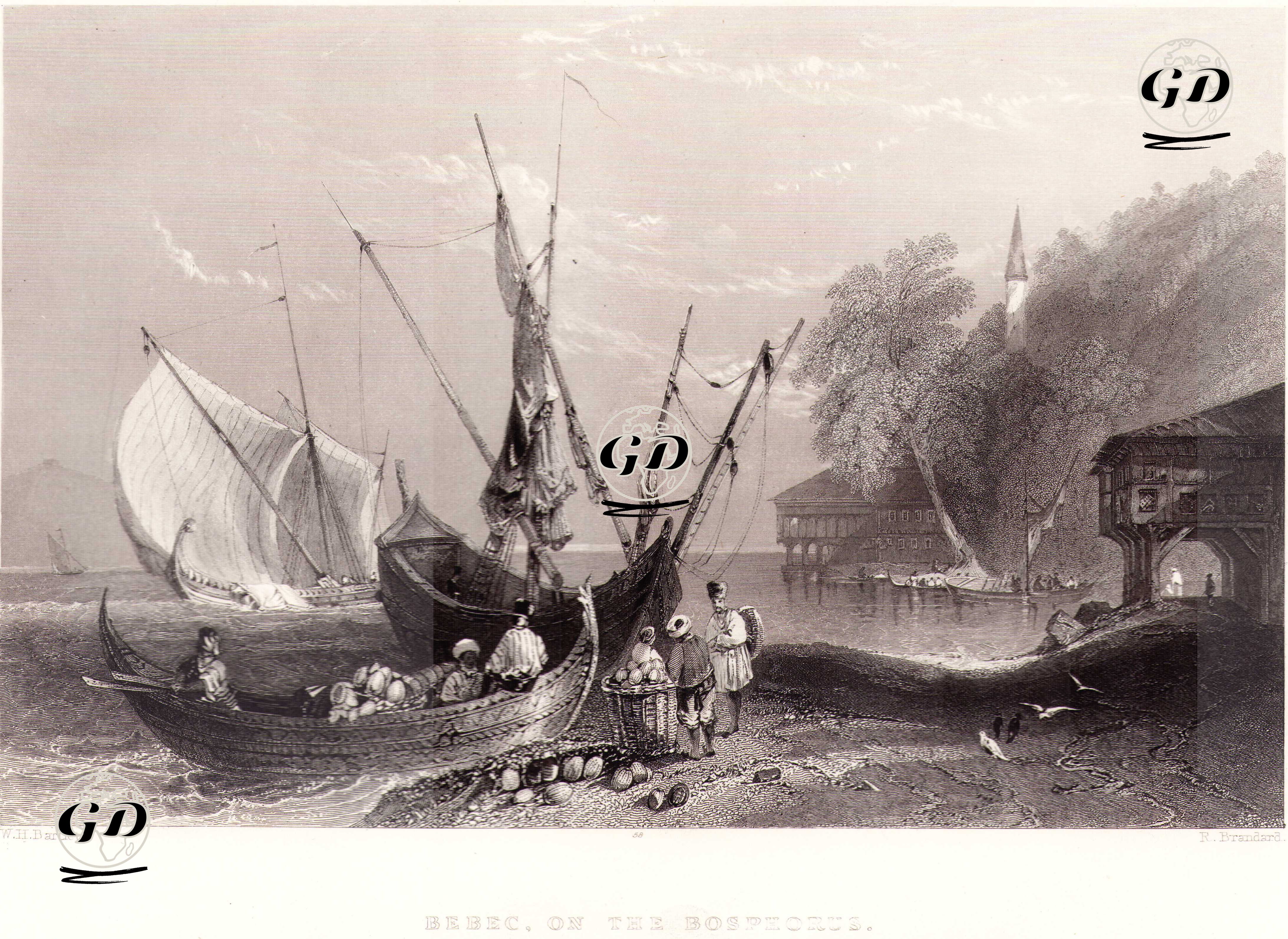 Boğaziçinde Bebek - William Henry Bartlett (1809-1854) - 1854