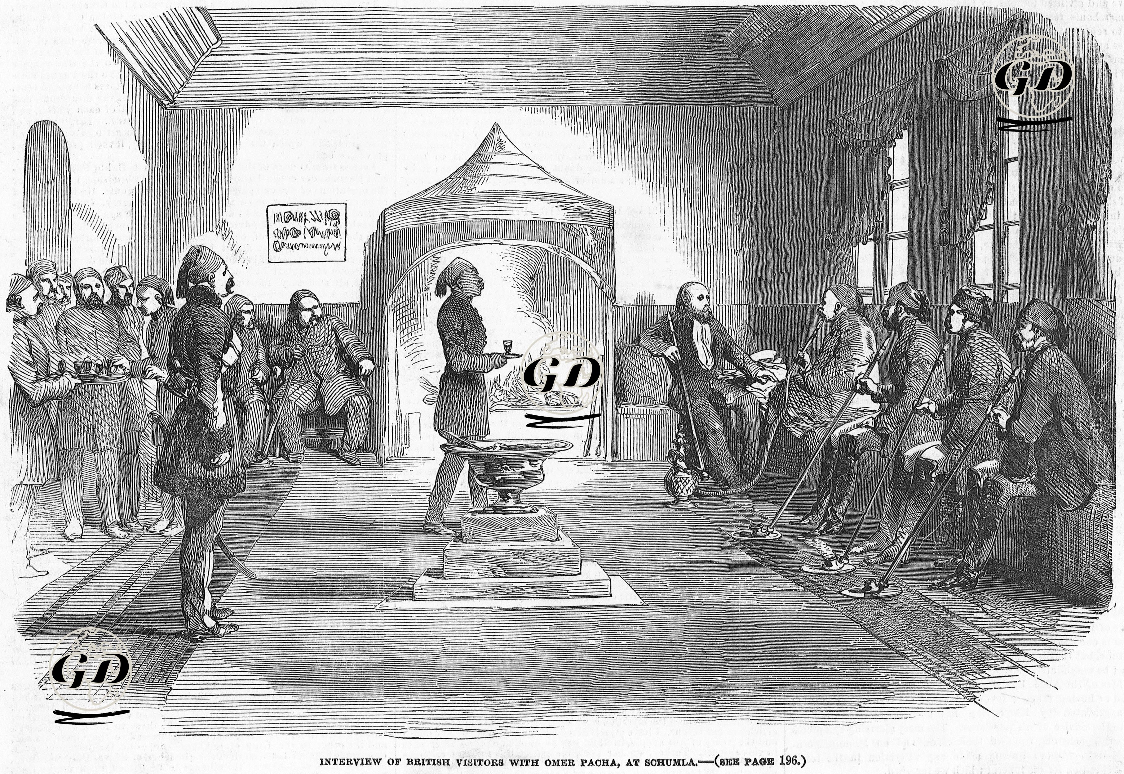 1853-1856 Osmanlı-Rus Savaşı (Kırım Savaşı) Sırasında Şumnu'da Ömer Lütfi Paşa'mım İngiliz Ziyaretçilerle Görüşmesi -  - 1854