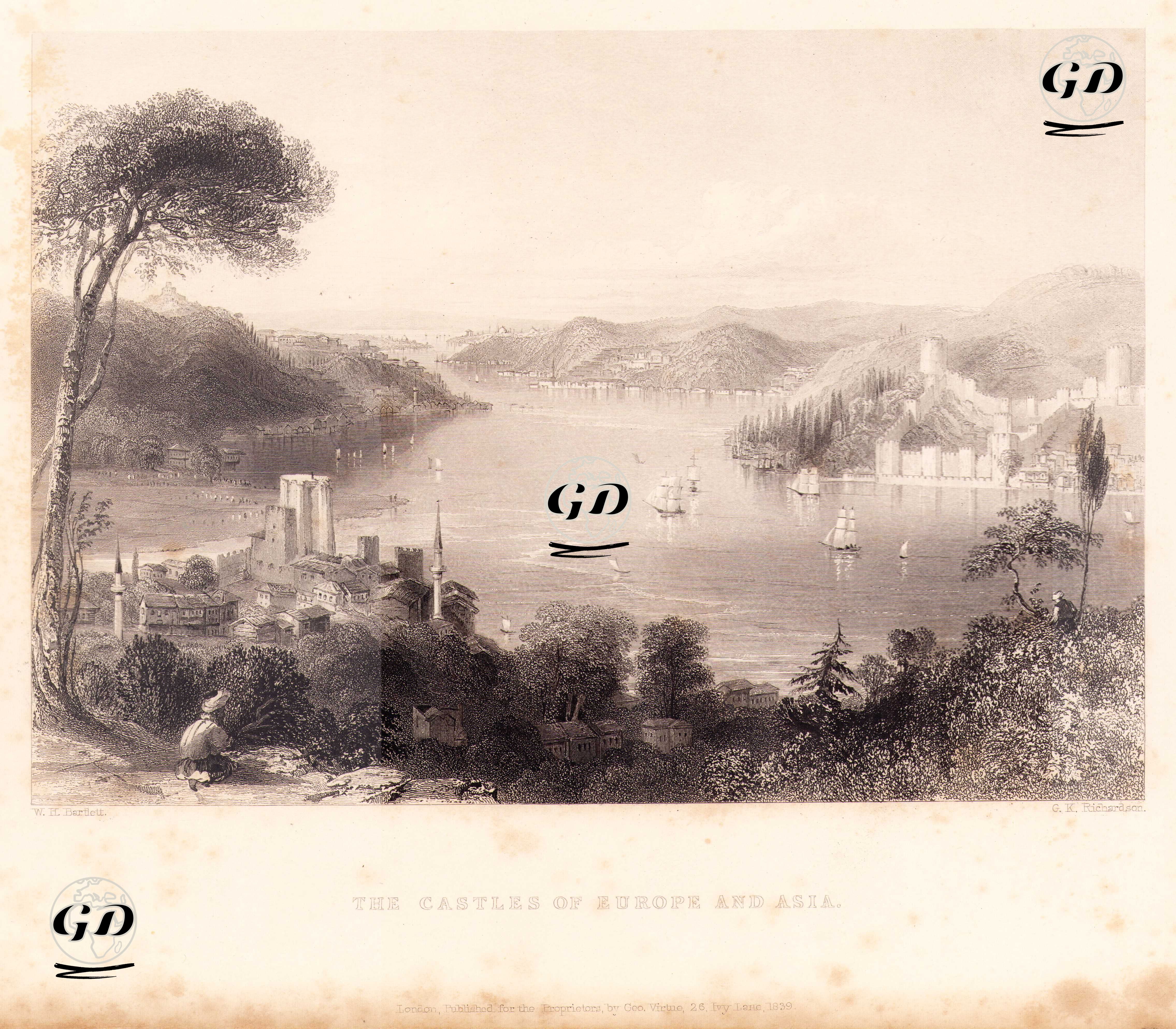 Anadolu Hisarı ve Rumeli Hisarı - William Henry Bartlett (1809-1854) - 1839