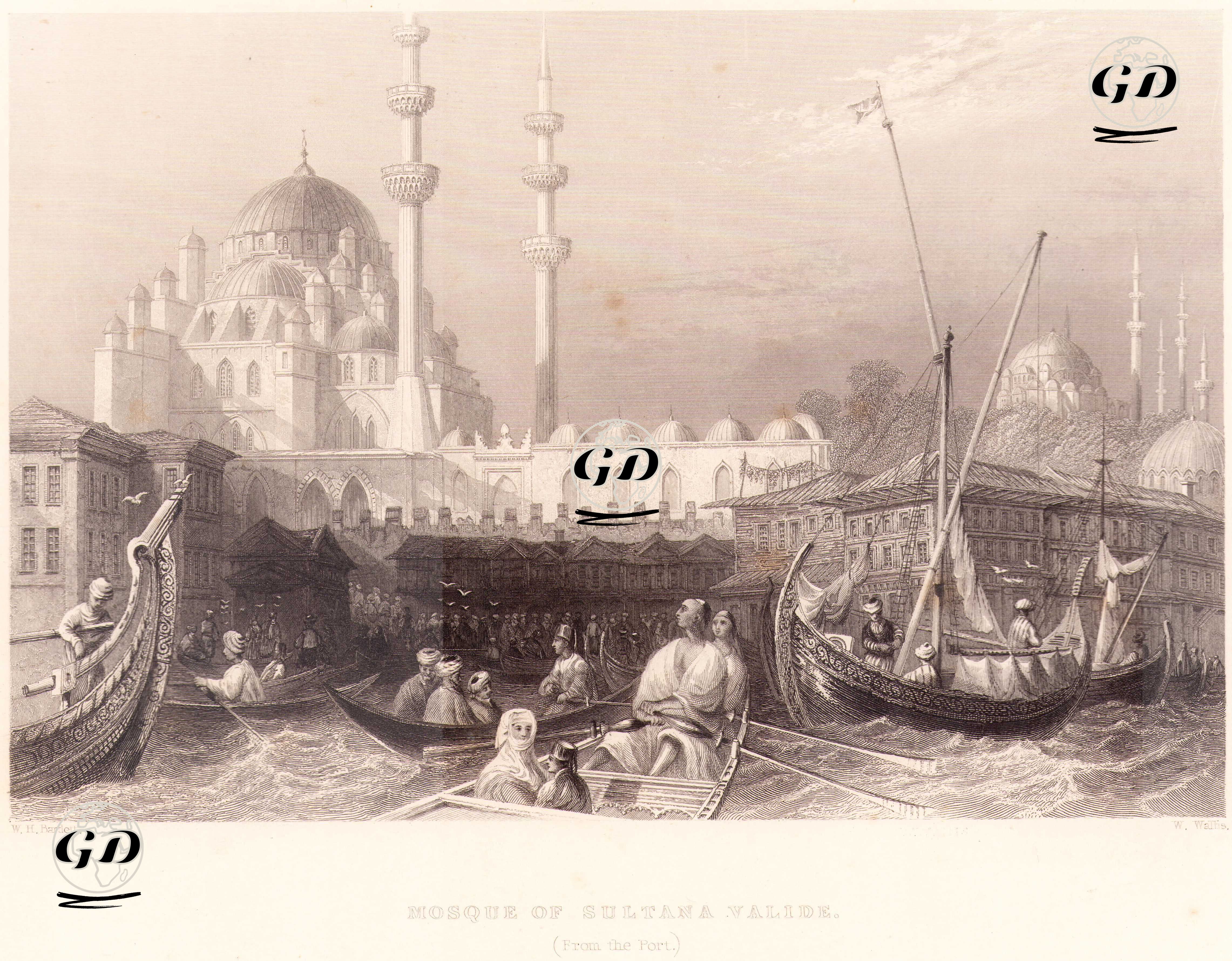Peradan Yeni Cami (Valide Sultan Cami)  - William Henry Bartlett (1809-1854) - 1839
