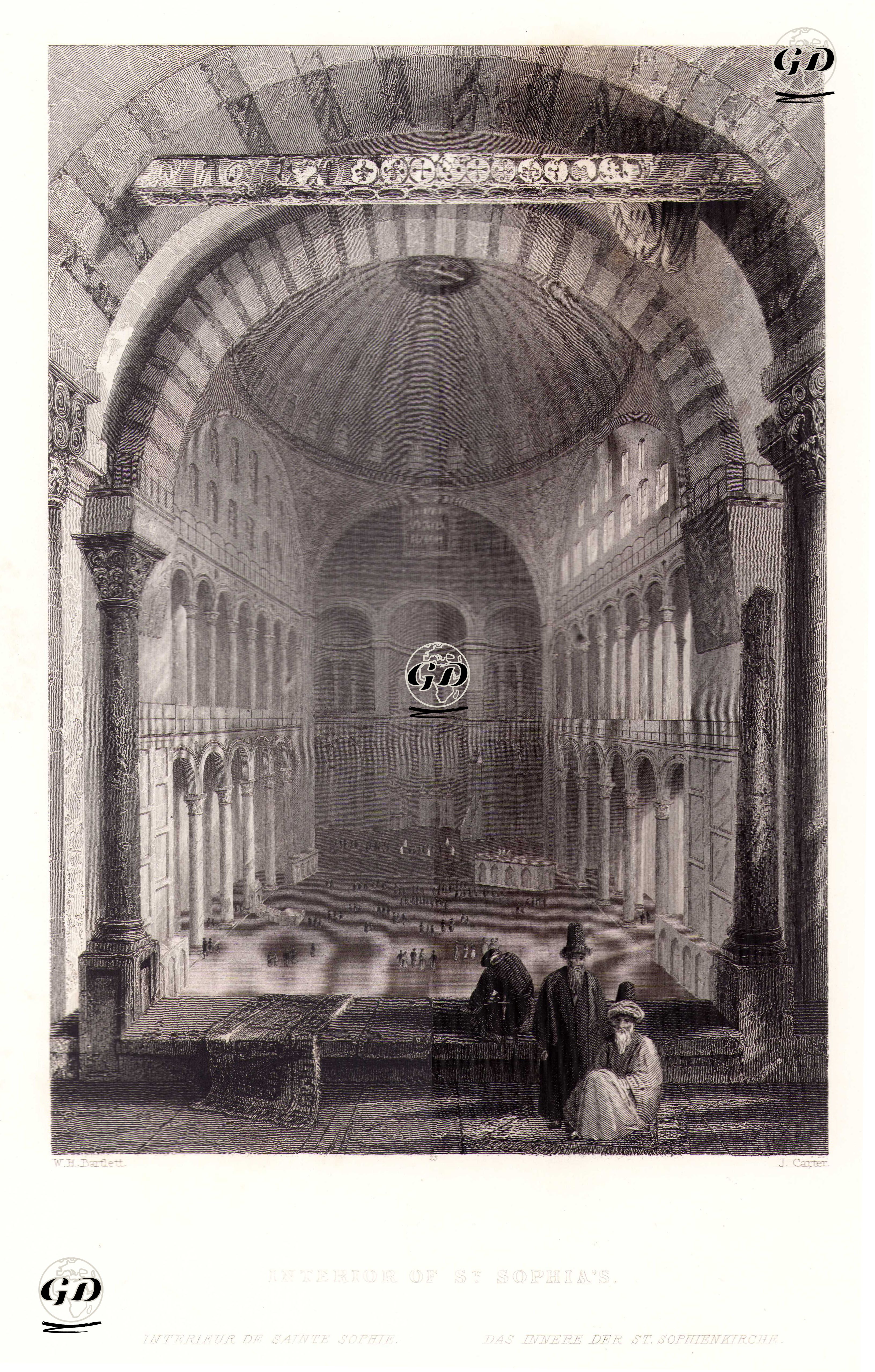 Ayasofya Camisinin İçi - William Henry Bartlett (1809-1854) - 1854