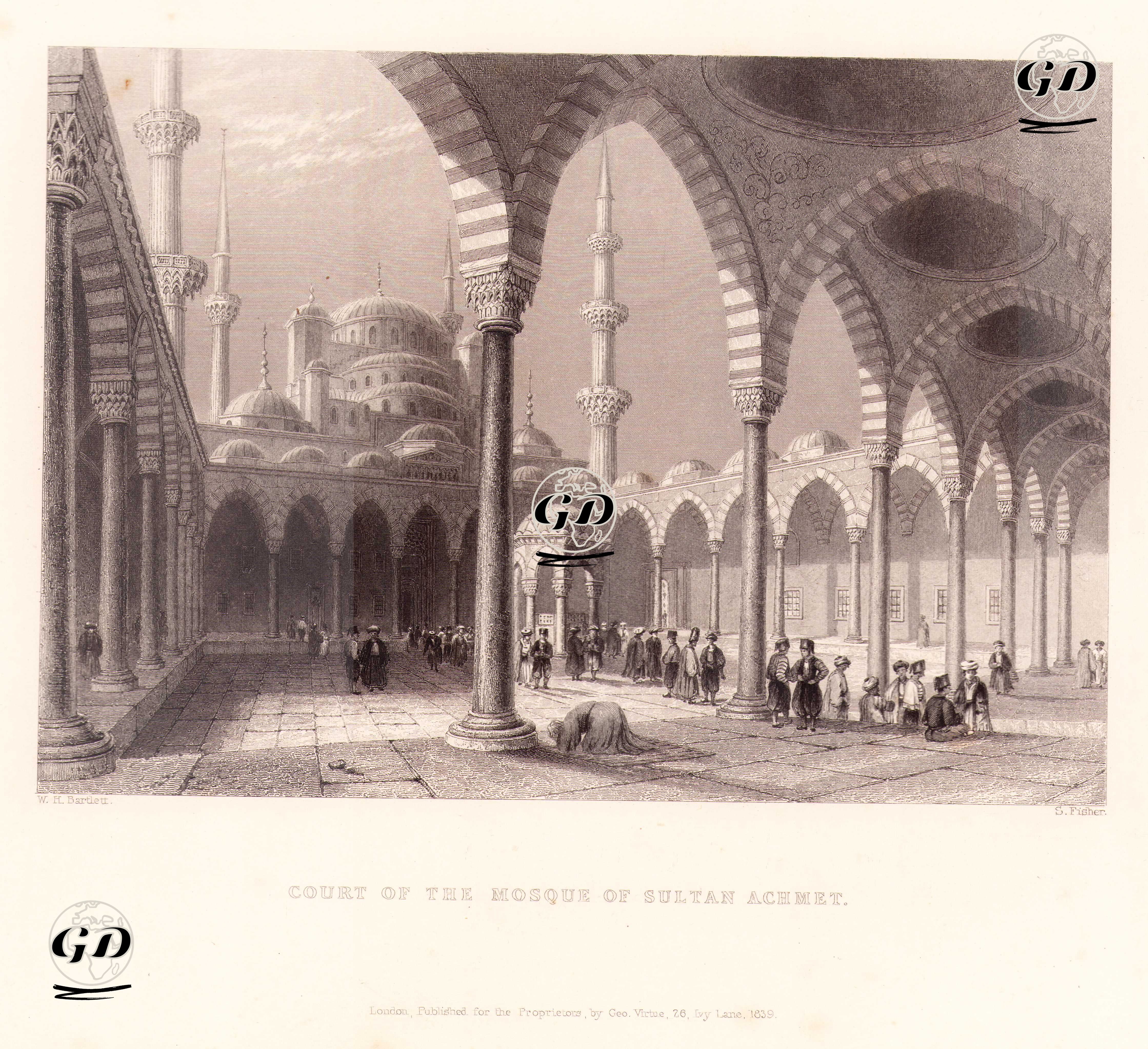 Court of The Mosque of Sultan Achmet - William Henry Bartlett (1809-1854) - 1839