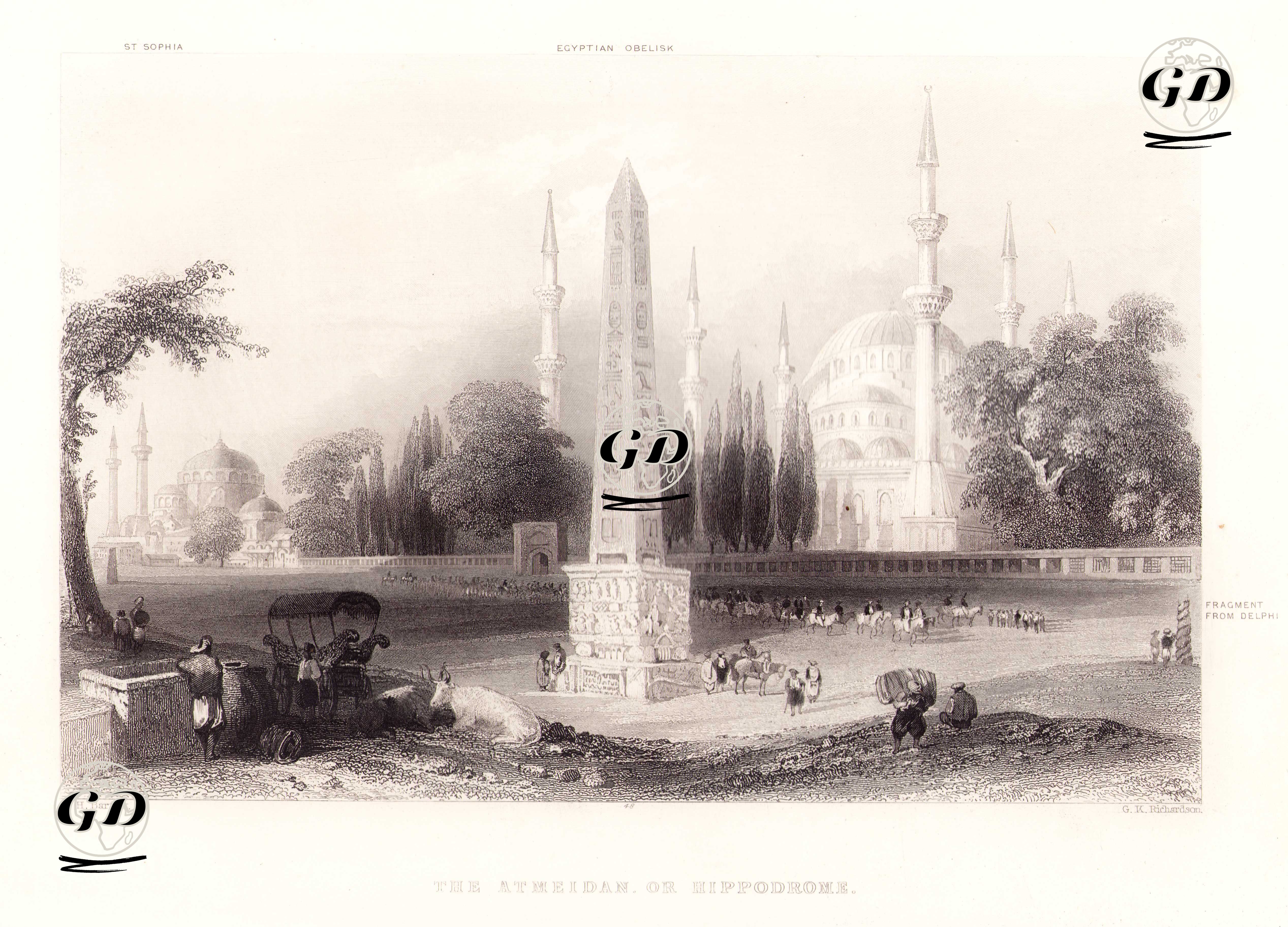 The Atmeidan Or Hippodrome-St.Sophia-Egyptian Obelisk-Fragment From Delphi - William Henry Bartlett (1809-1854) - 1854