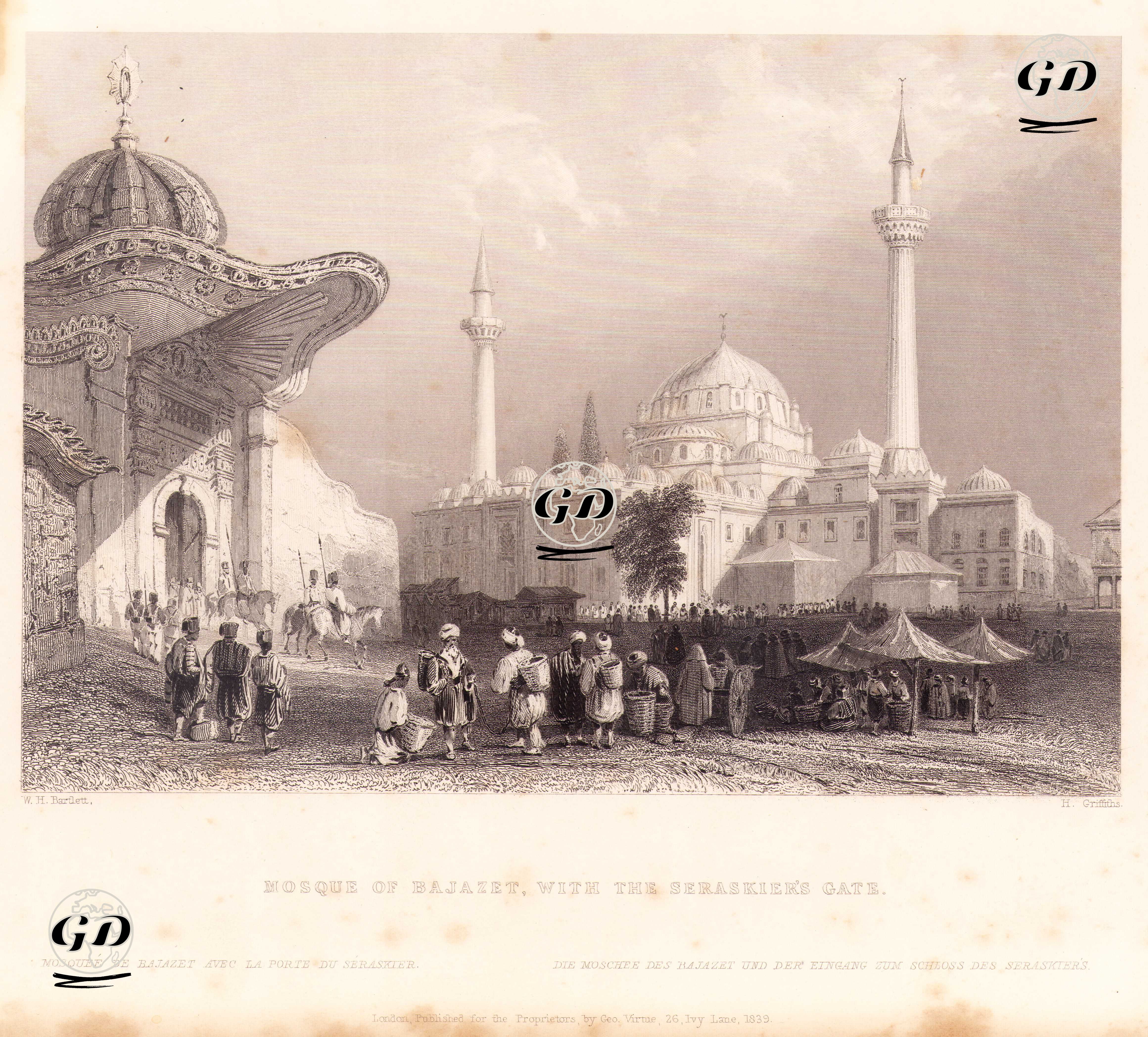 Mosque Of Bajazet With The Seraskier's Gate-Mosquee De Bajazet Avec La Porte Du Seraskier-Die Moschee des Bajazet Und Der Eingang Zum Schloss Des Seraskiers - William Henry Bartlett (1809-1854) - 1839
