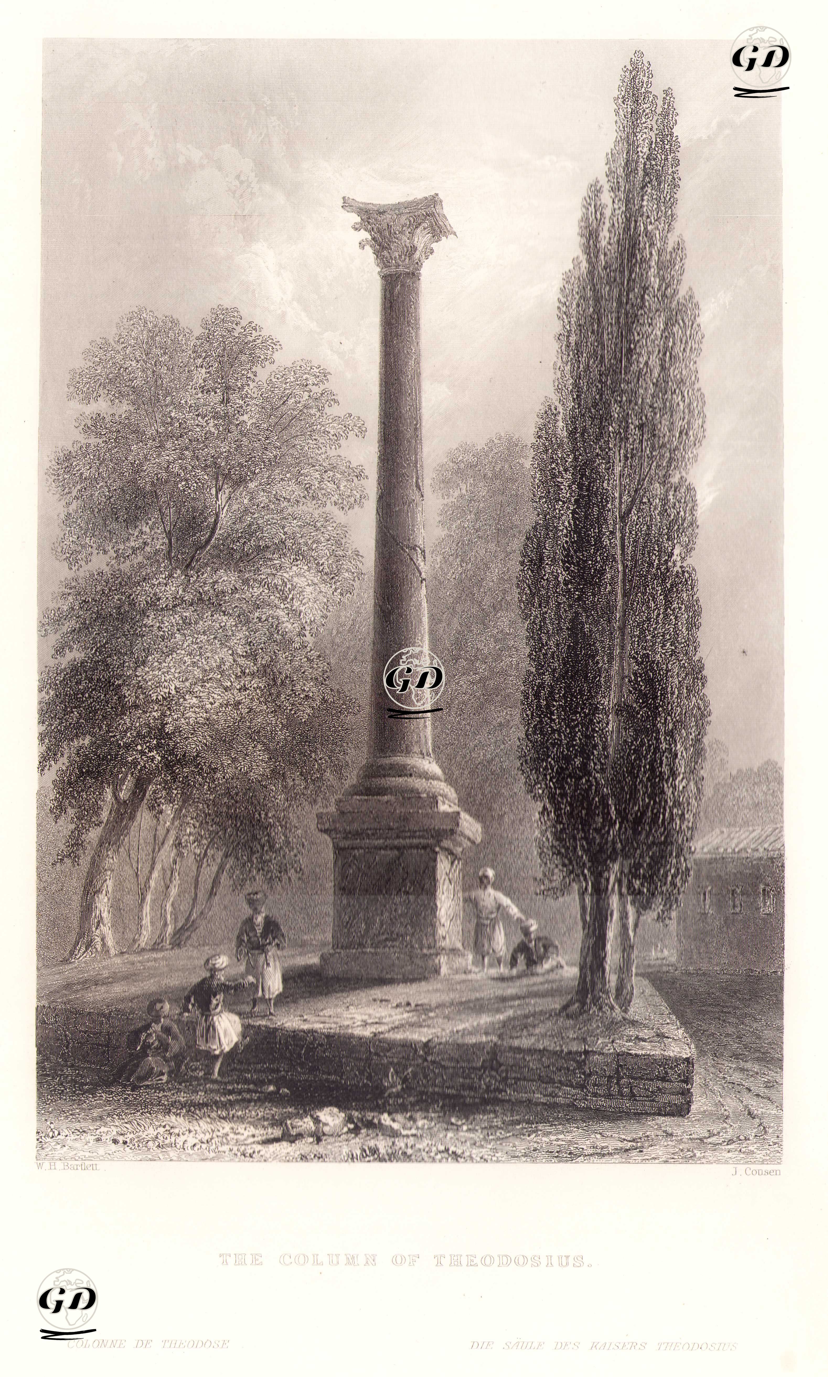 The Column Of Theodosius-Colonne De Theodose-Die Saule Des Kaisers Theodosius - William Henry Bartlett (1809-1854) - 1854