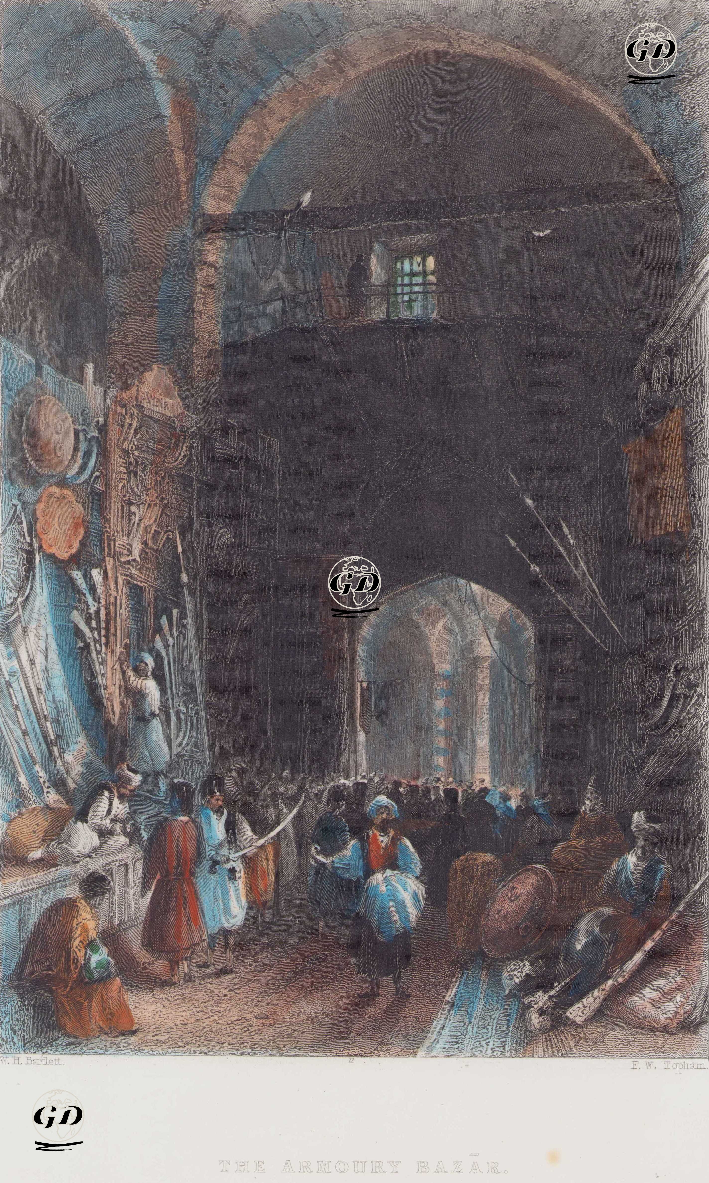 Kapalıçarşıda Silah Çarşısı - William Henry Bartlett (1809-1854) - 1839