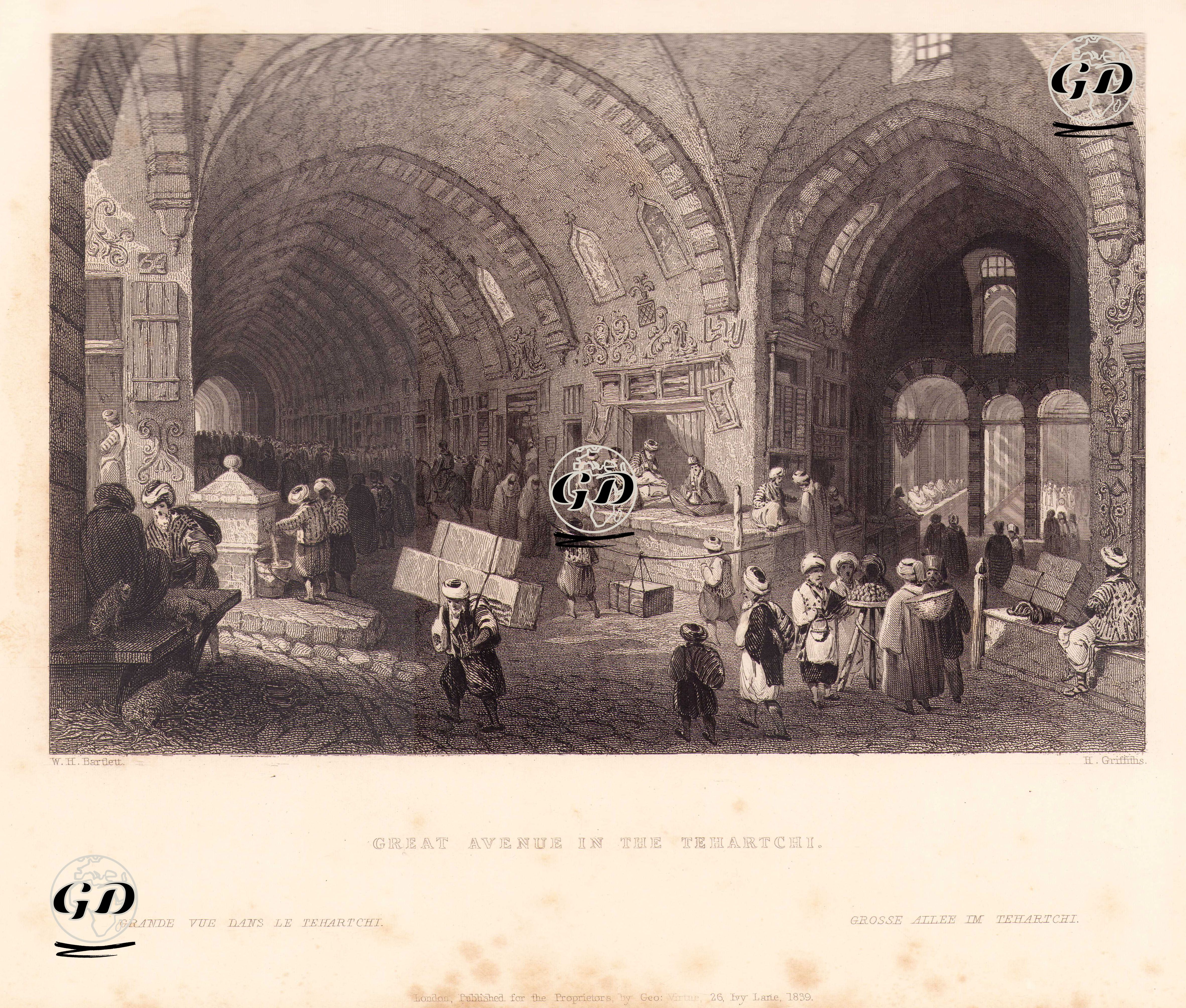 Kapalı Çarşının Ana Caddesi (Kalpakçılarbaşı Caddesi) - William Henry Bartlett (1809-1854) - 1839