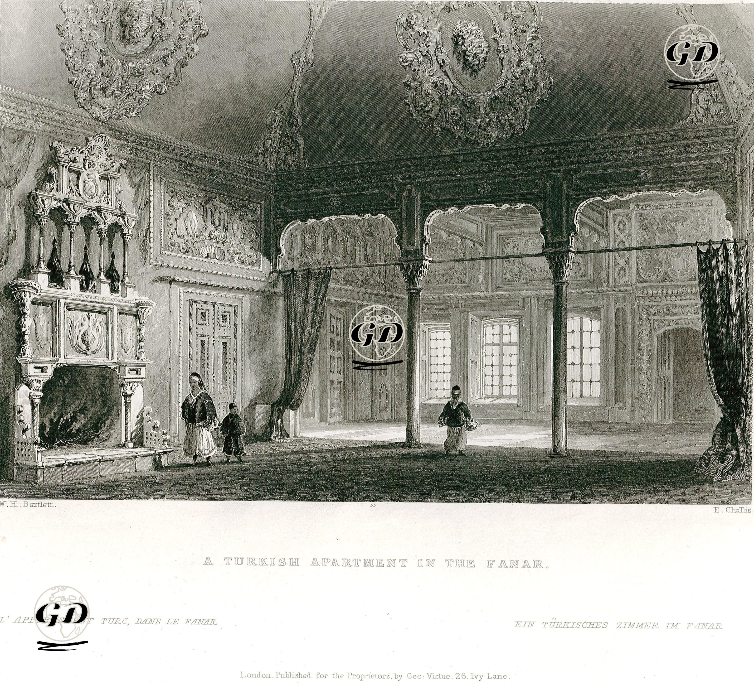 A Turkish Apartment in The Fanar-L'Appartement Turc, Dans Le Fanar-Ein Türkisches Zimmer Im Fanar   - William Henry Bartlett (1809-1854) - 1854