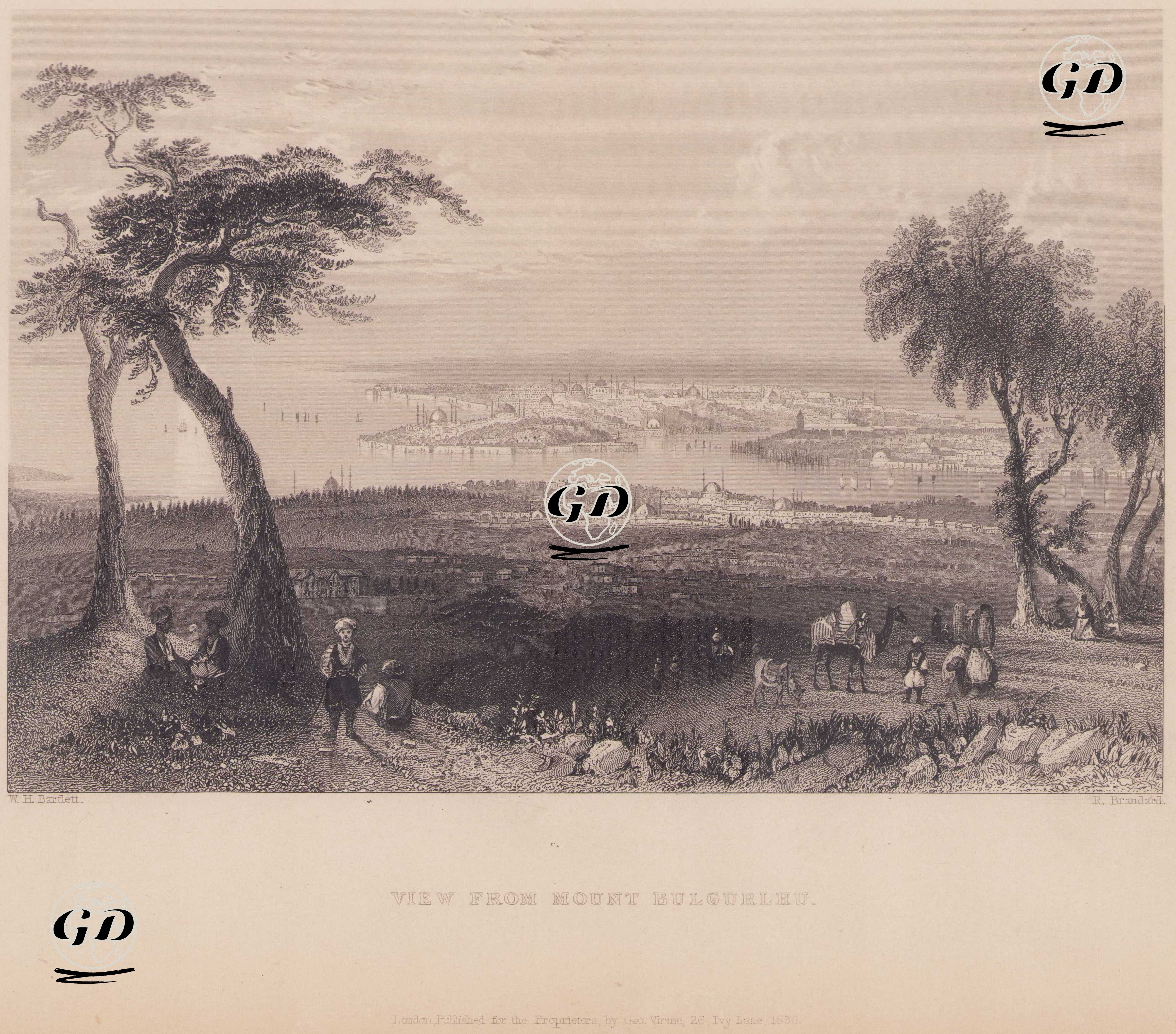 Bulgurlu (Küçükçamlıca) Tepesinden İstanbul Manzarası - William Henry Bartlett (1809-1854) - 1839
