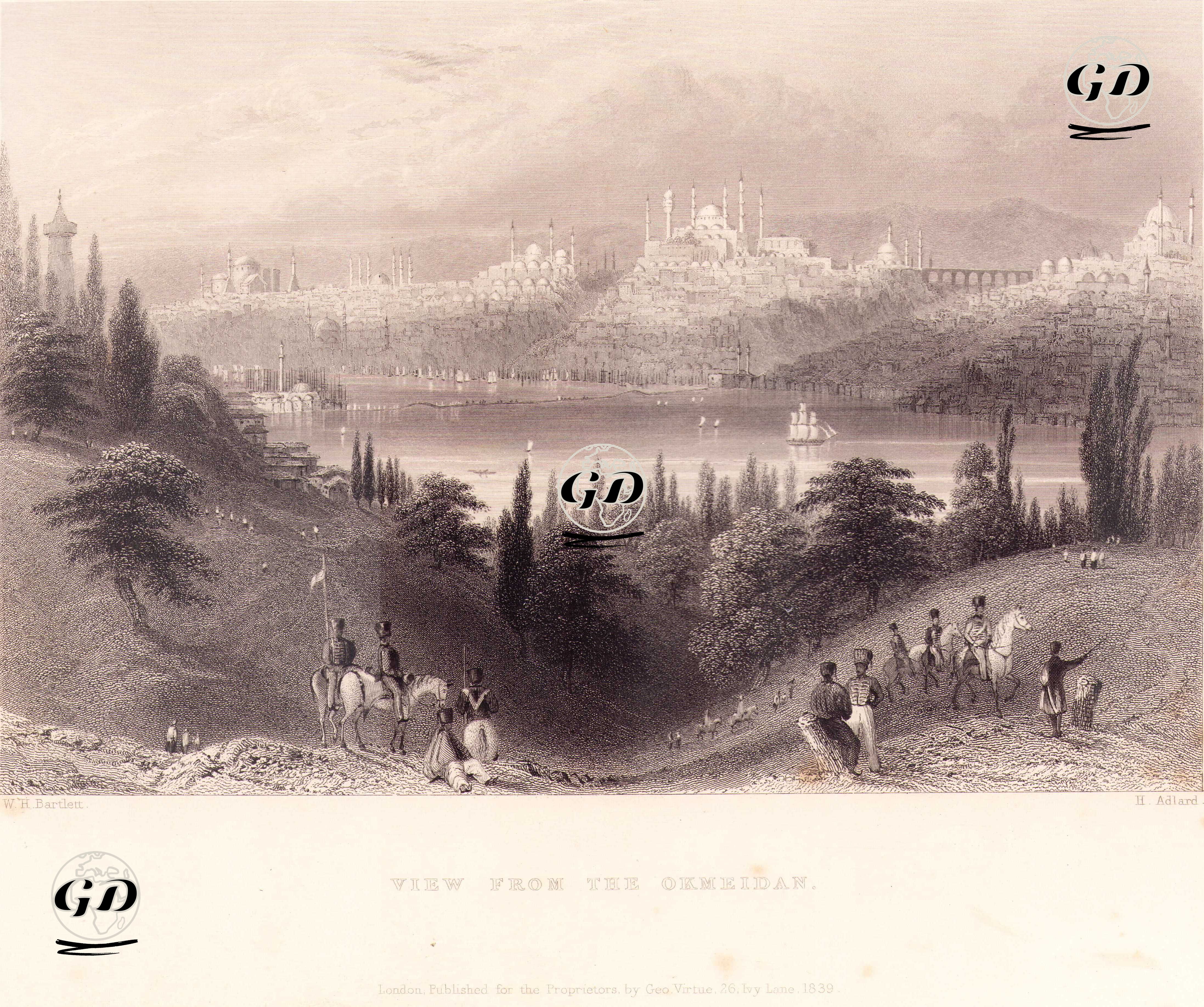 Okmeydanından İstanbul Manzarası - William Henry Bartlett (1809-1854) - 1839