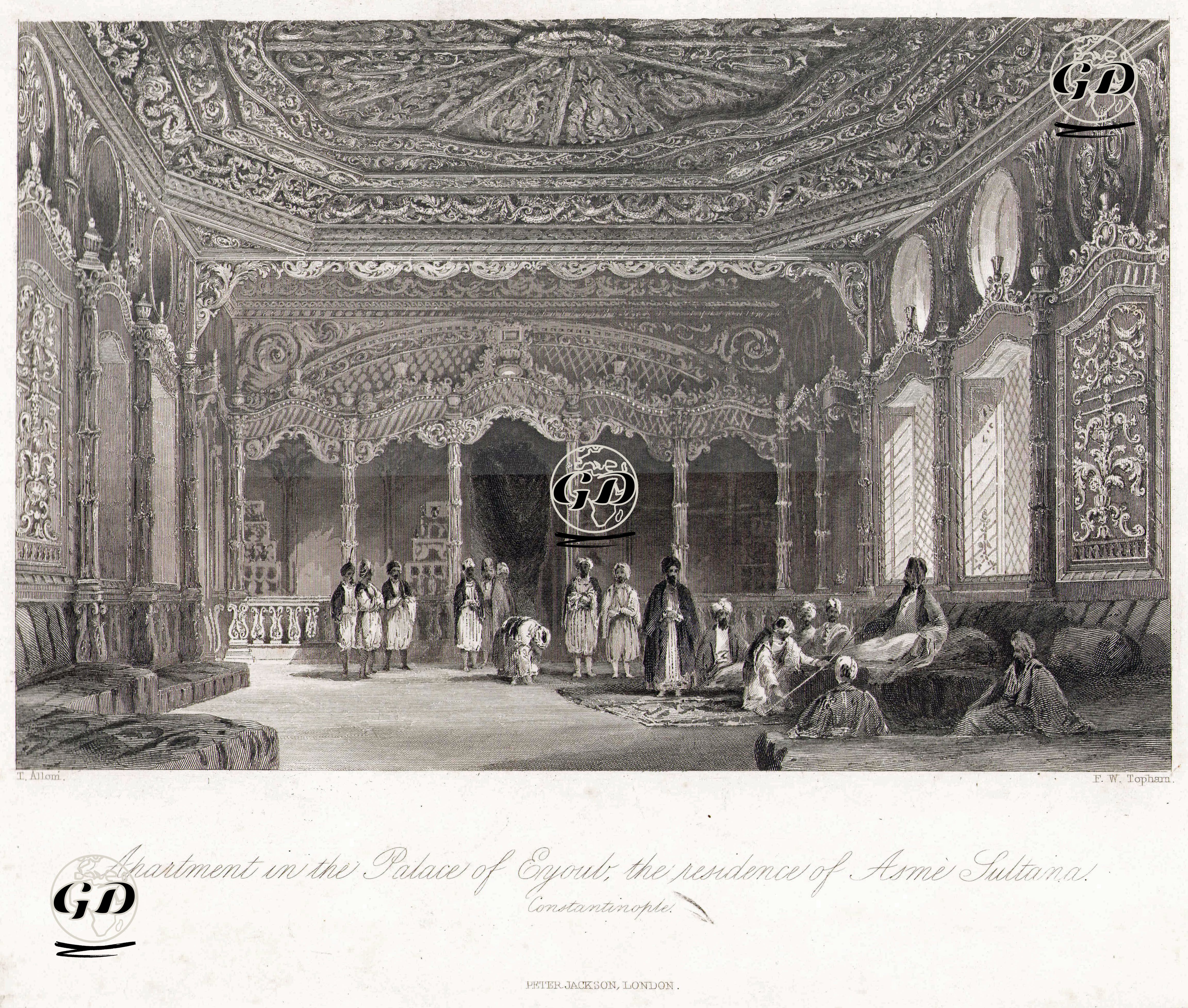 Padişah I.Abdülhamit'in Kızı Esma Sultan'ın İstanbul'da Eyüp'de Oturduğu Konağın Selamlığı - Thomas Allom (1804-1872) - 1840