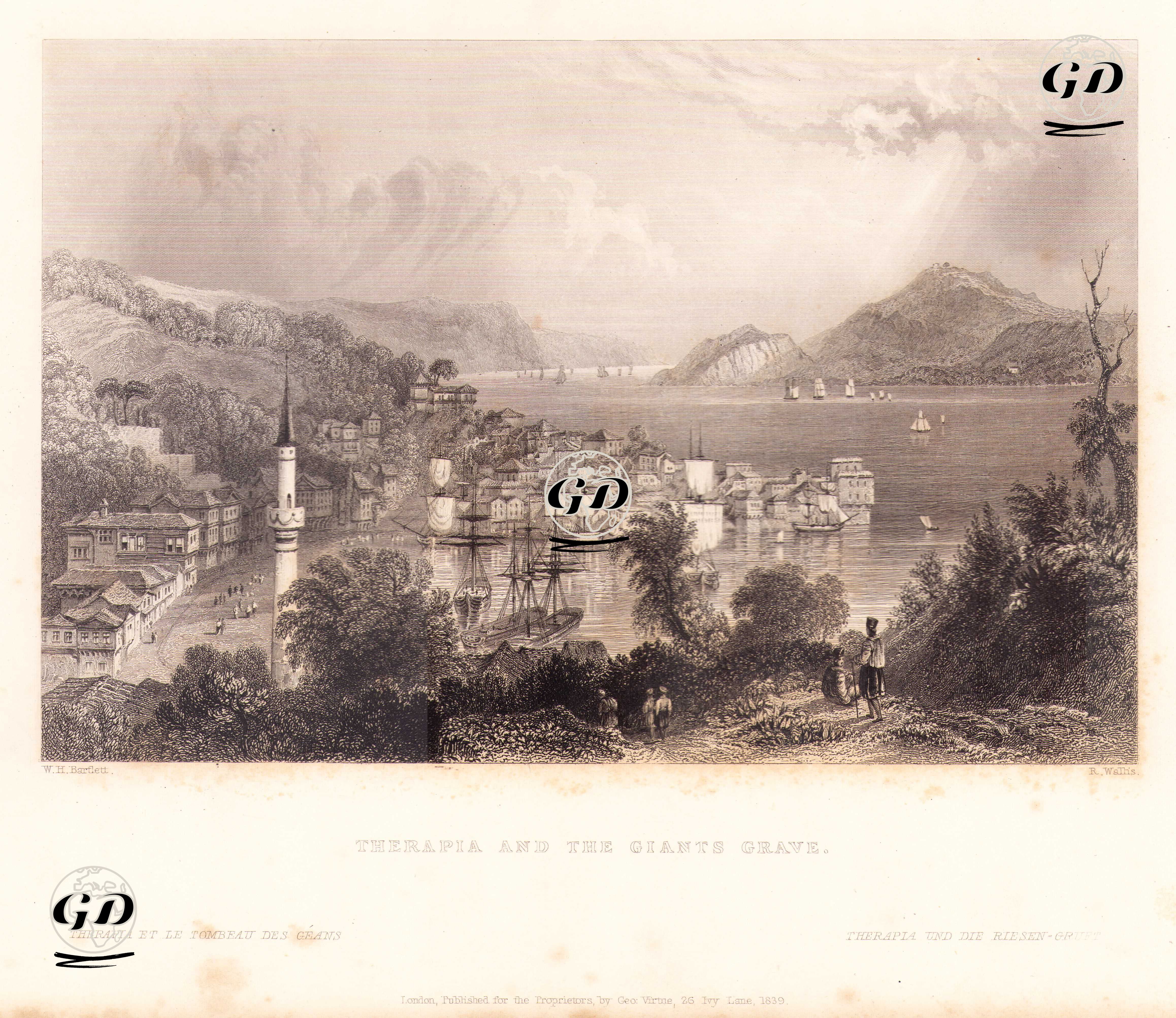 Tarabya ve Yuşa Tepesi - William Henry Bartlett (1809-1854) - 1839