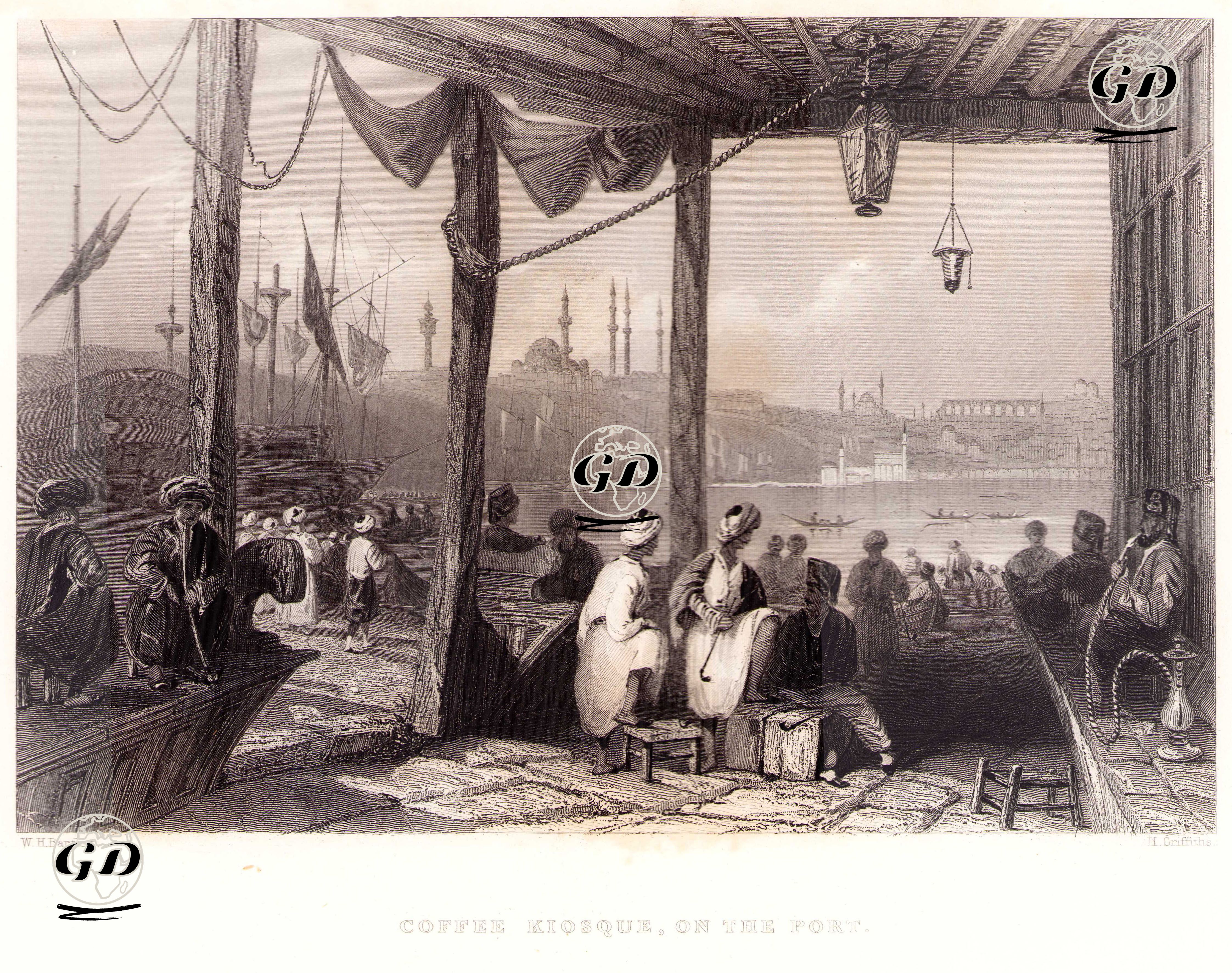 Haliç'te Köşk Kahvehanesi - William Henry Bartlett (1809-1854) - 1854