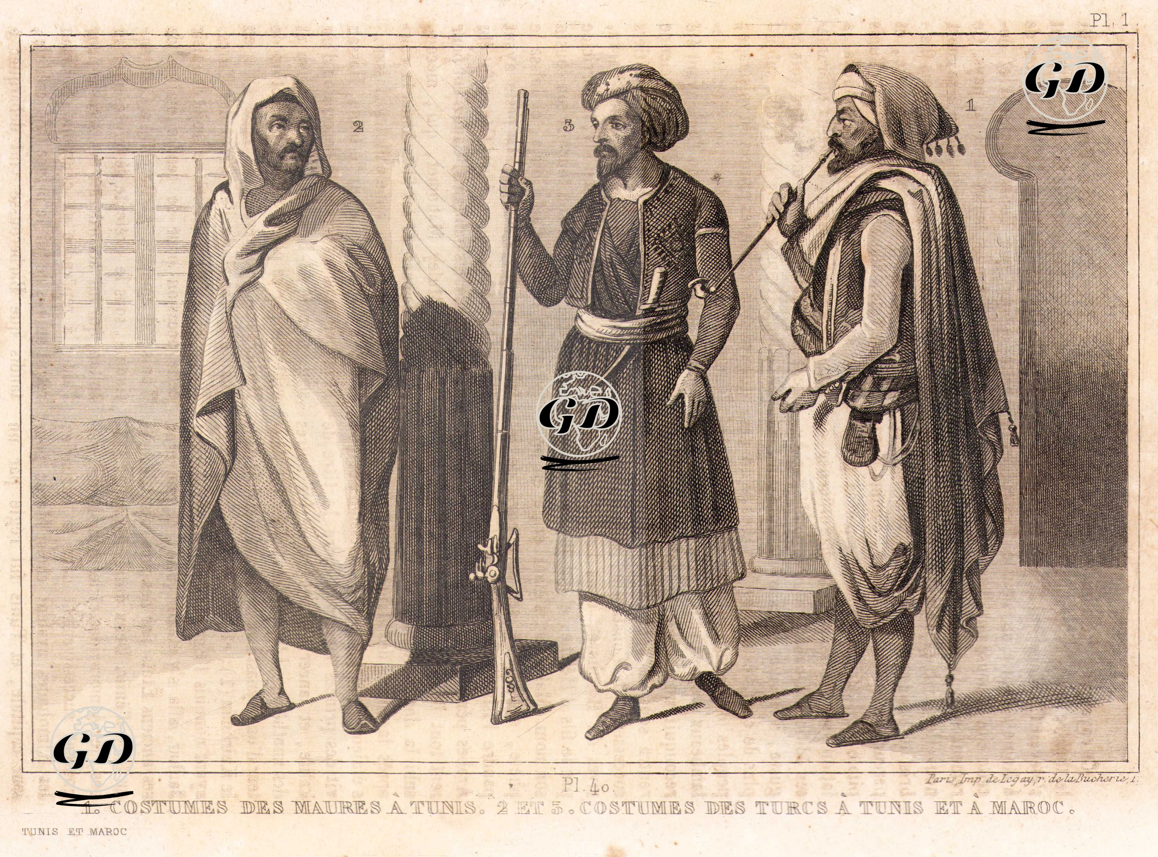Tunusta Yaşayan Moro'ların Kıyafetleri ile Fas'ta Yaşayan Tunus'lu Türklerin Kıyafetleri -  - 1859