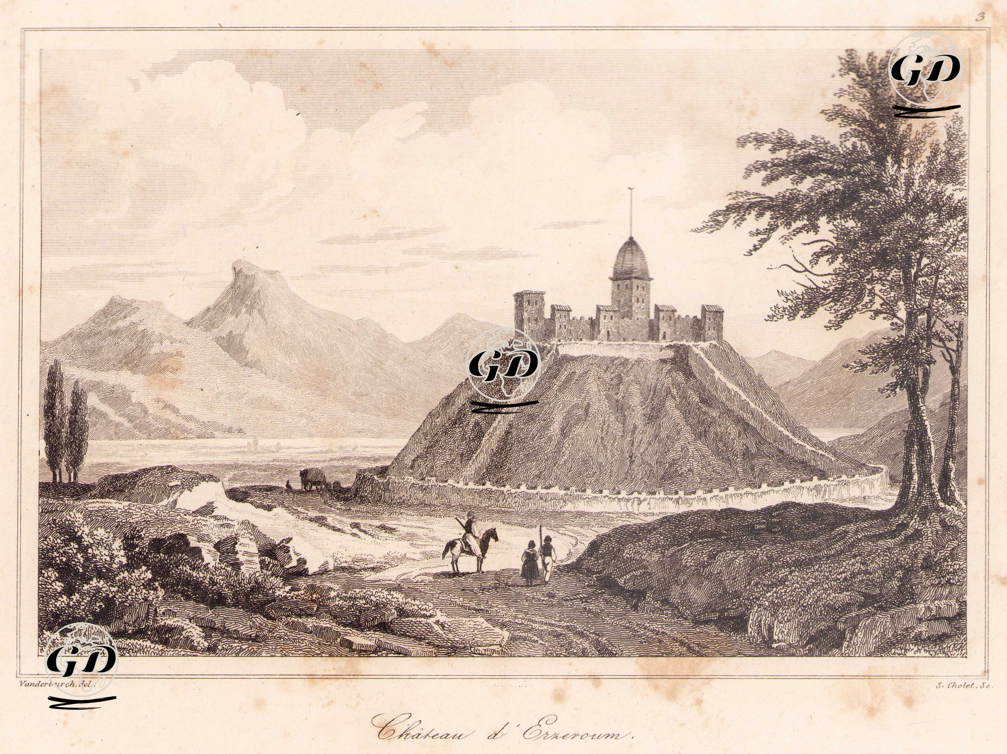 Erzurum Kalesi - Jacques Hippolyte Van Der Burch (1796-1854) - 1838