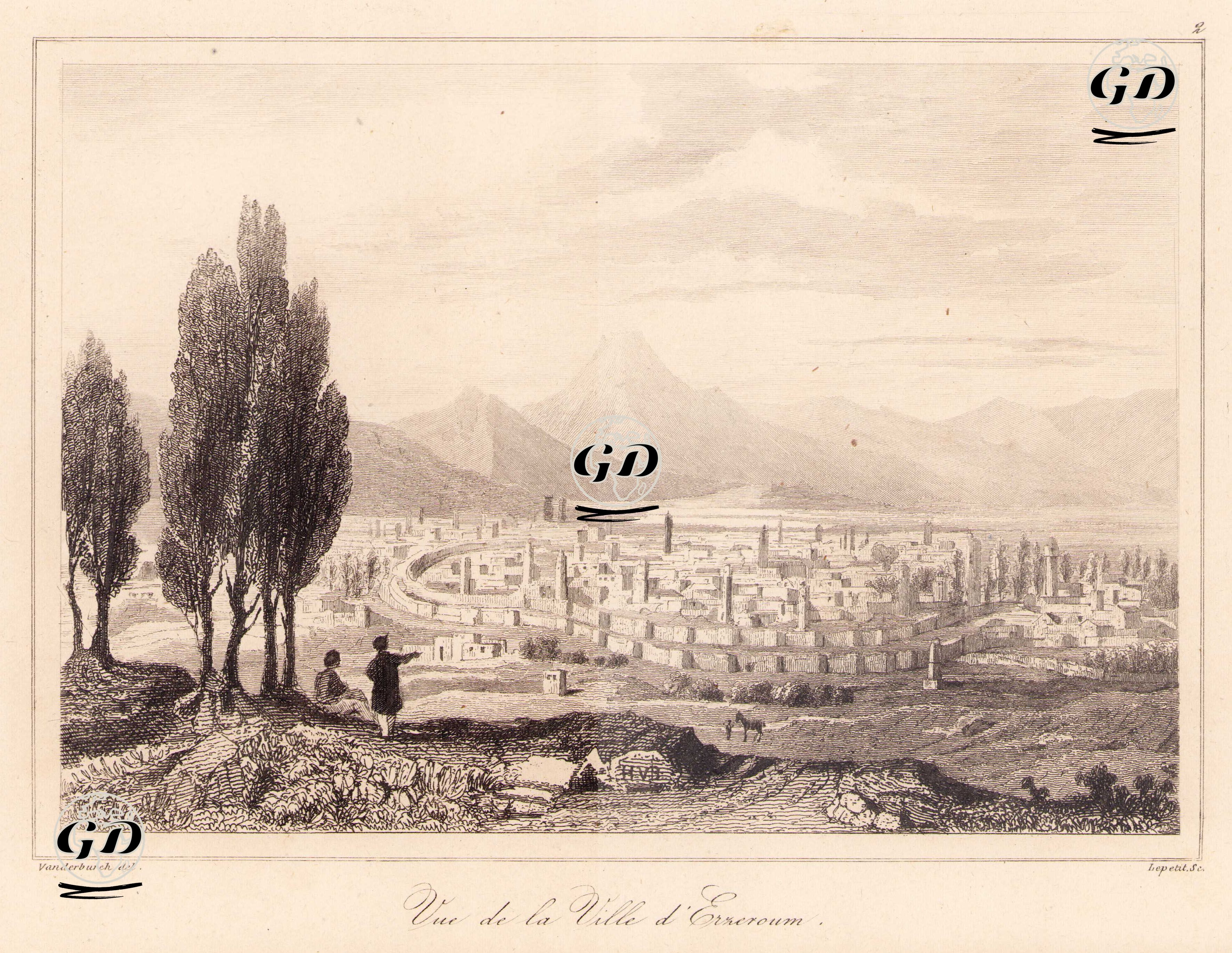 Erzurum Şehrinin Görüntüsü - Jacques Hippolyte Van Der Burch (1796-1854) - 1838