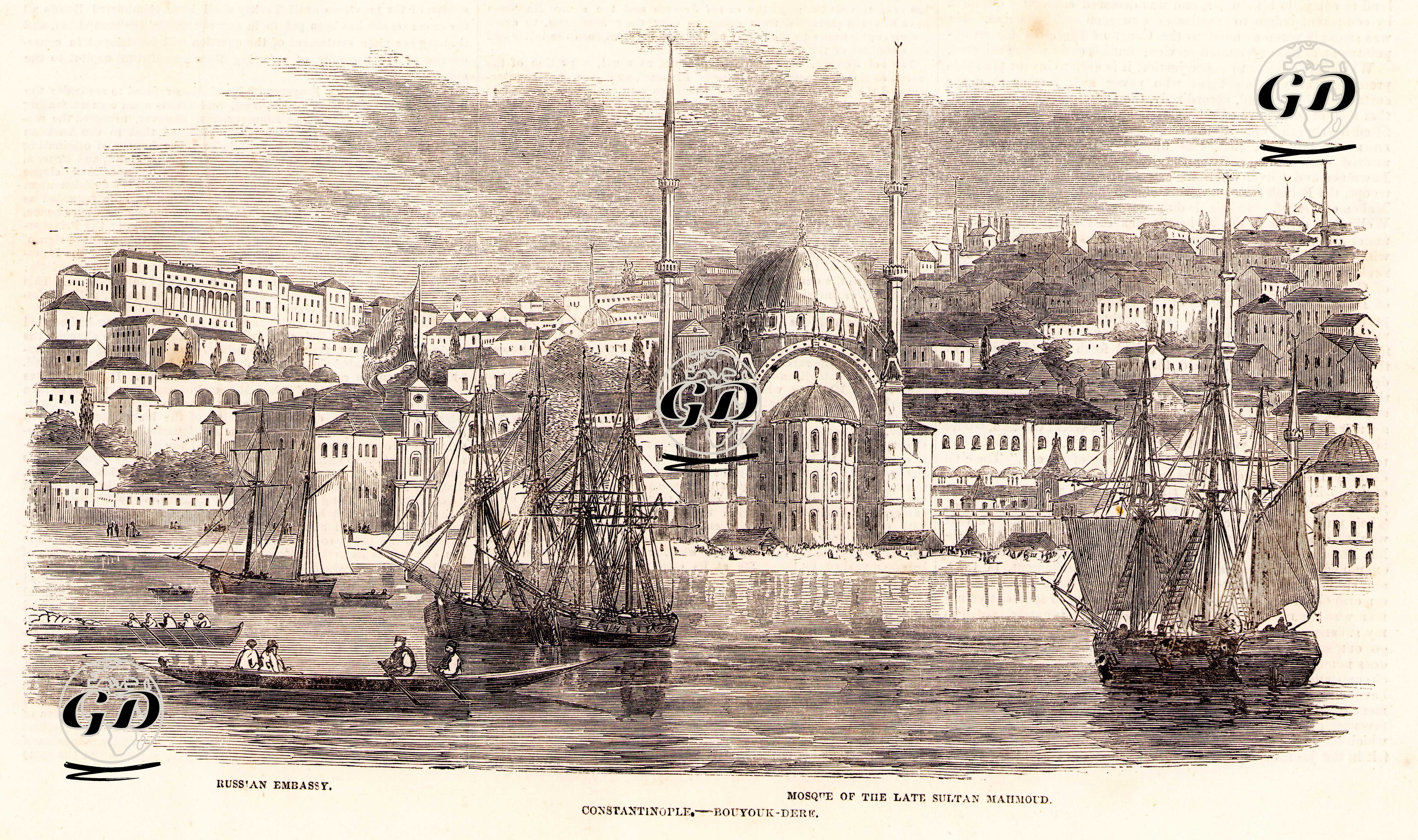 Tophane, İstanbul-Rus Büyükelçiliği-II.Mahmud (Nusretiye) Cami -  - 1853