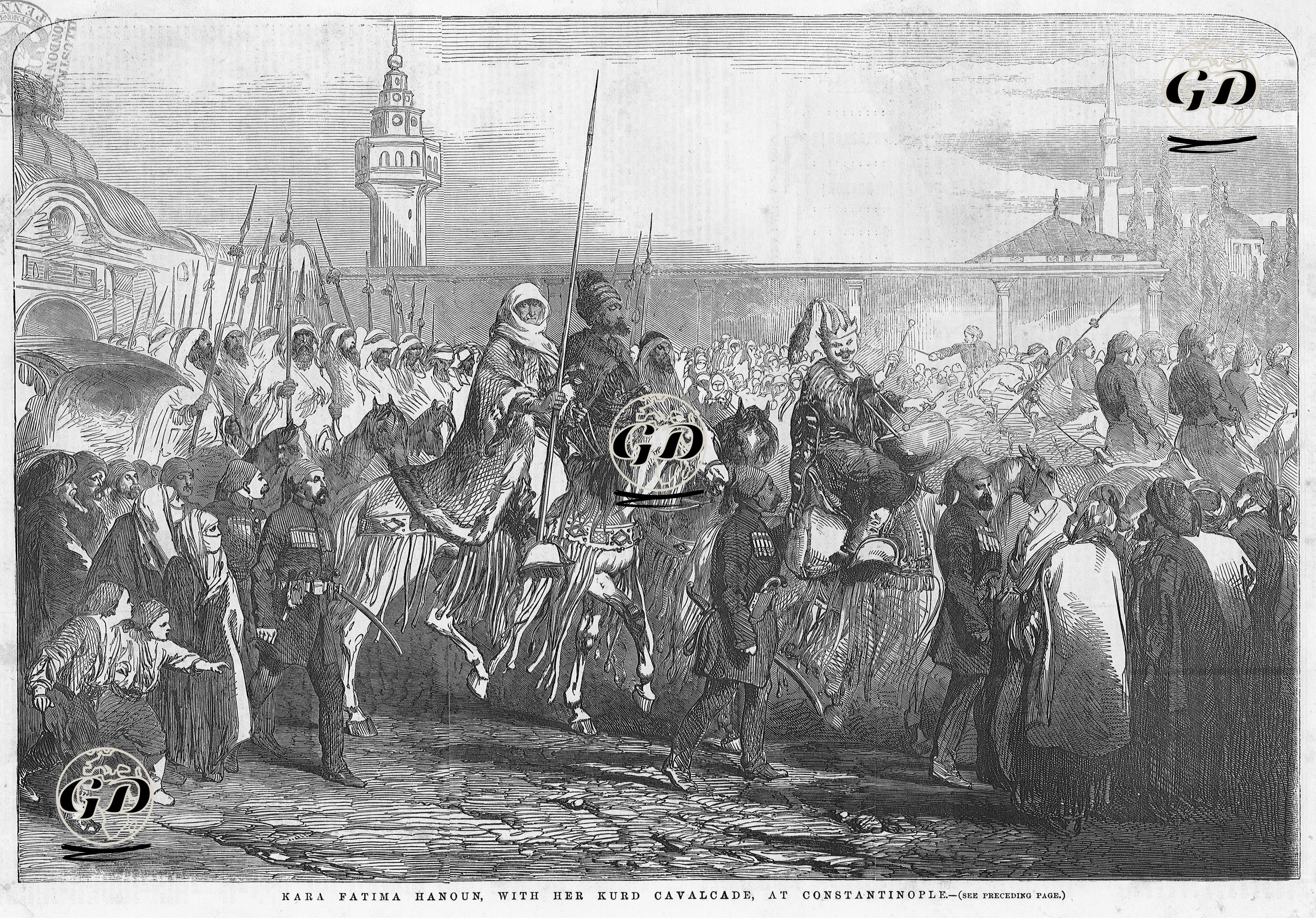Kara Fatima Hanoun, With Her Kurd Cavalcade At Constantinopele -  - 1854