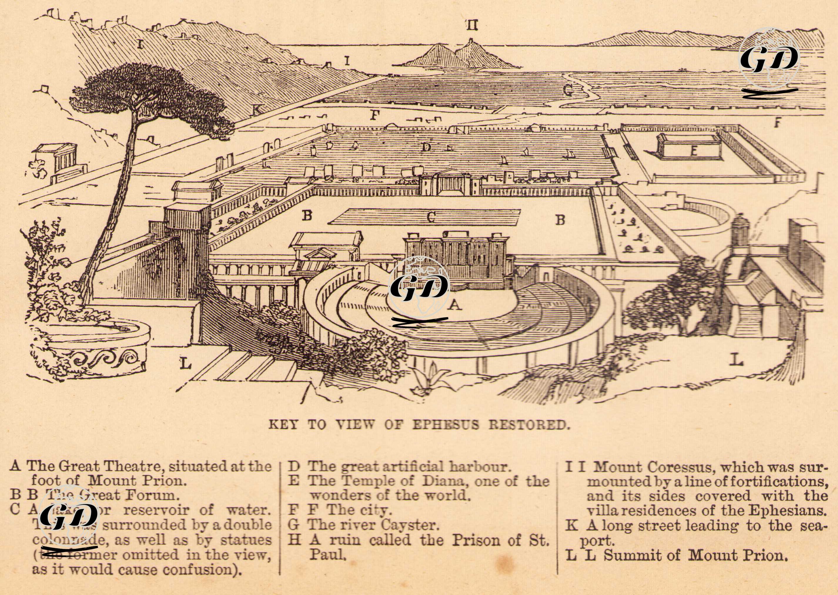 Efes Antik Şehri'nin Restore Edilmiş Hali -  - 1859