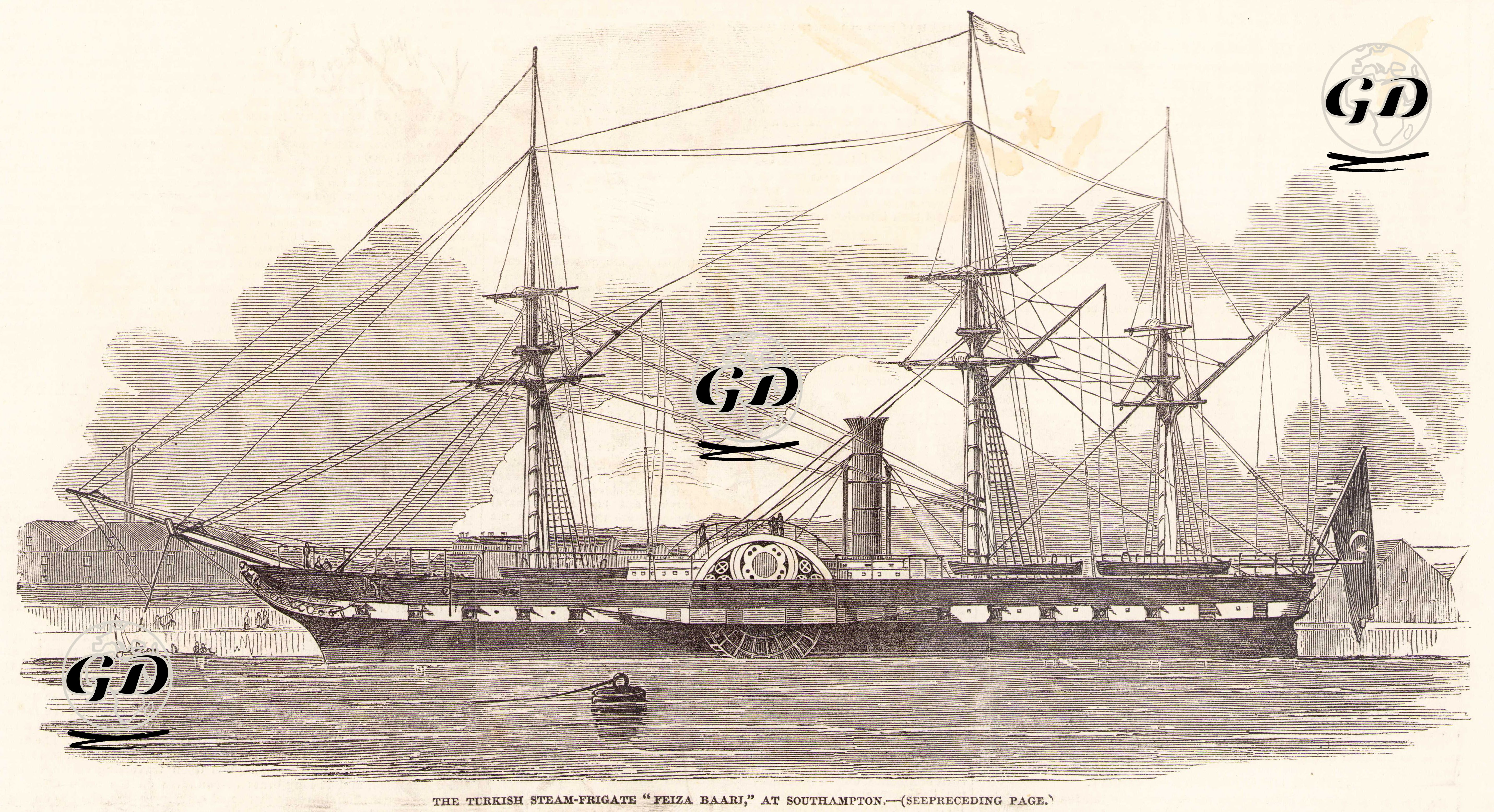 Southampton'da Bulunan Buharlı Türk Fırkateyni "Feyza-i Bahri"  -  - 1851