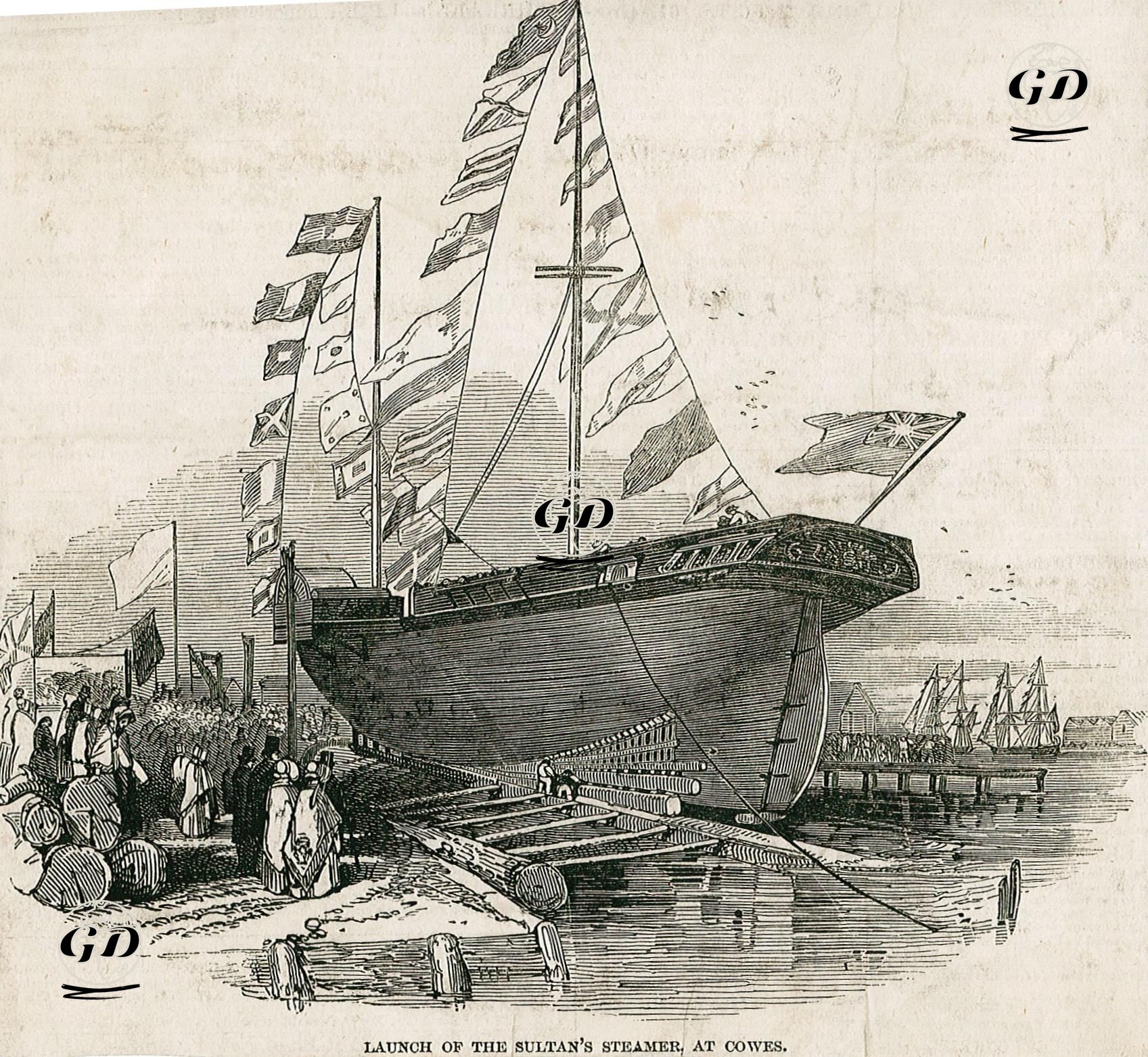 İsle Of Wight Cowes'de Yapılan Türk Buharlı Gemisinin Denize İndirilişi -  - 1847