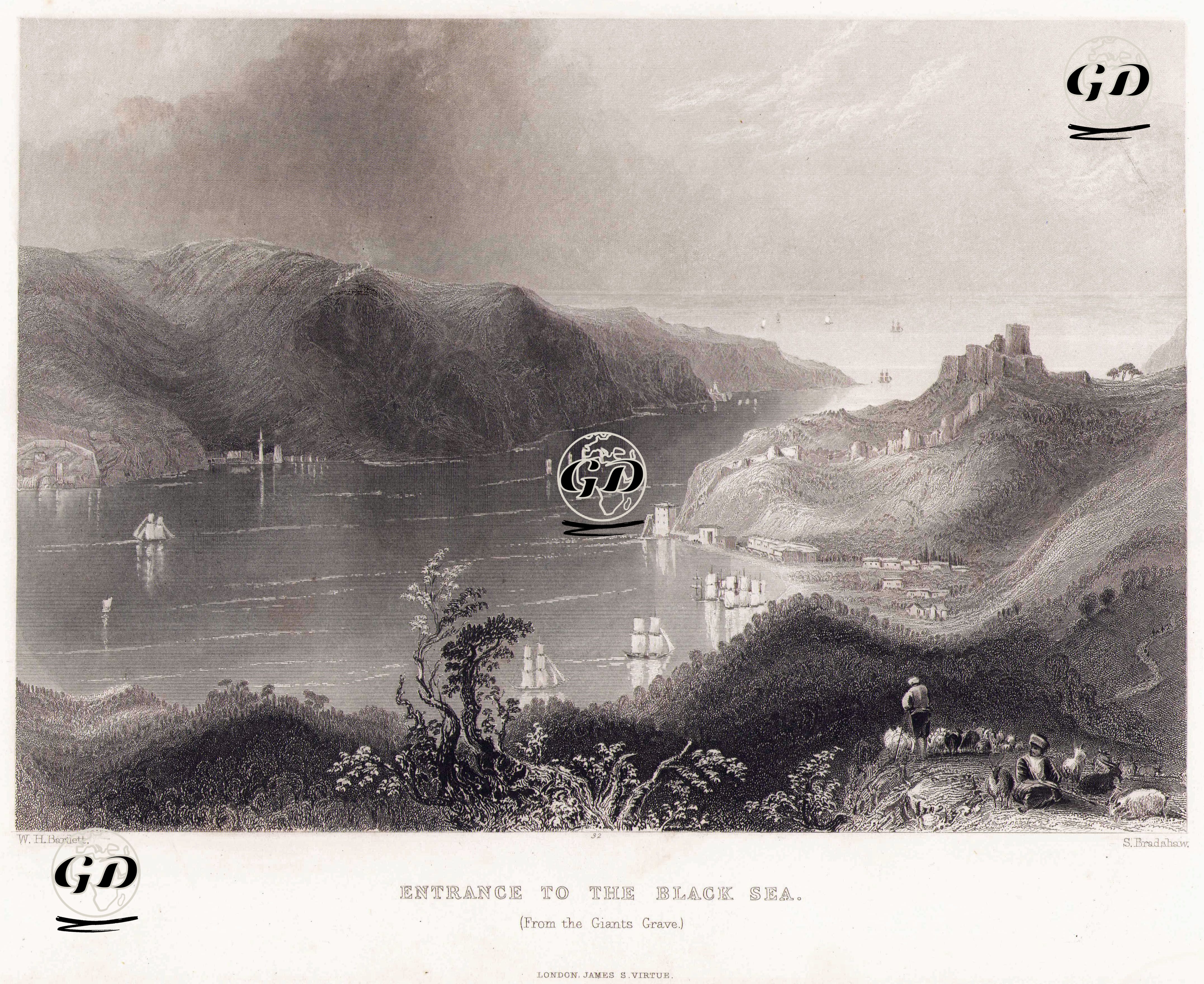 Yuşa Tepesinden Karadenize Giriş - William Henry Bartlett (1809-1854) - 1850's