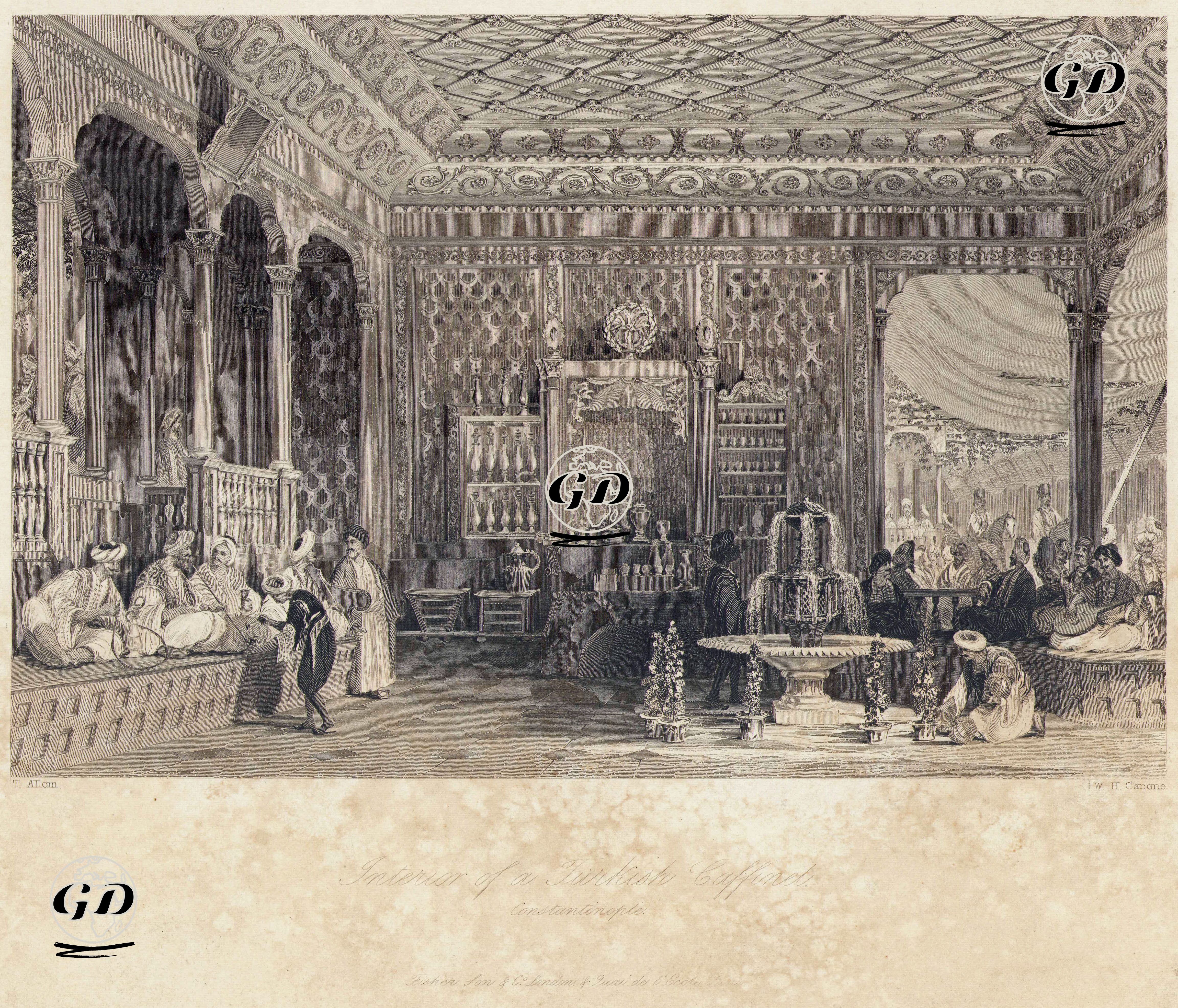 İstanbul'da Bir Türk Kahvehanesi - Thomas Allom (1804-1872) - 1838