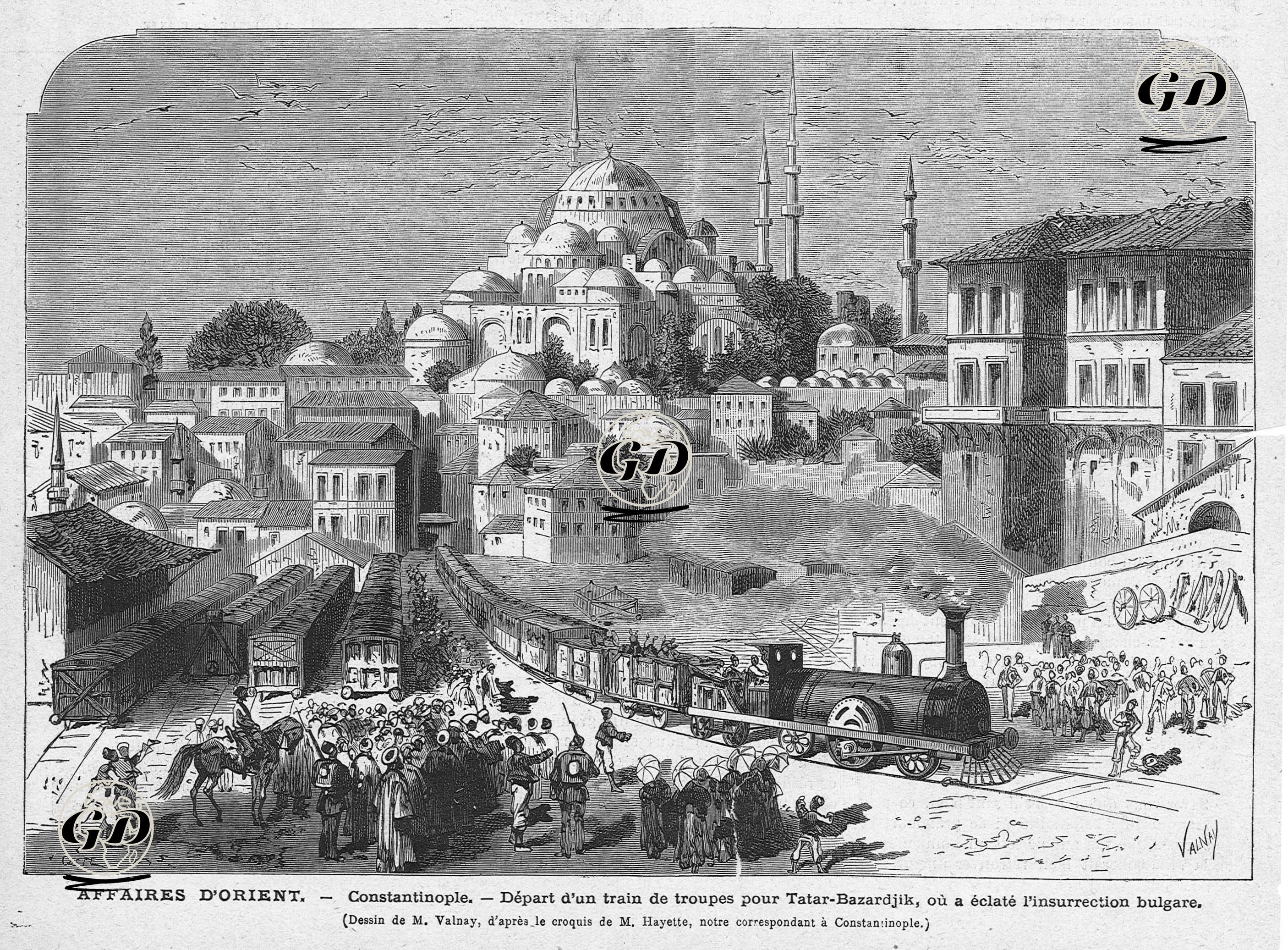 Bulgaristan'ın Pazarcık Şehrinde Başlayan İsyanın Bastırılması İçin İstanbul'dan Trenle Askerlerin Gönderilmesi - Coste - 1876