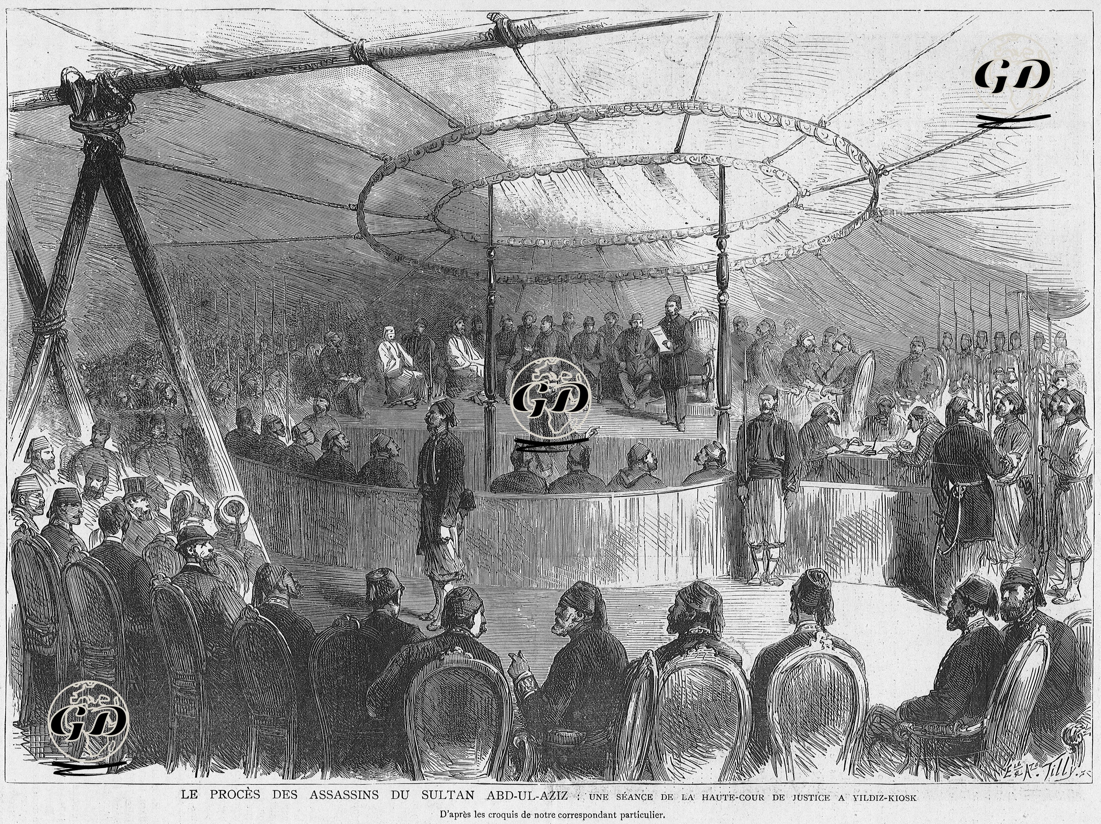Sultan Abdülaziz Cinayeti Nedeni İle Mithat Paşa İle Diğer Zanlıların Yıldız'daki Malta Köşkü Yakınında Kurulan Çadırda Yargılanmaları  -  - 1881