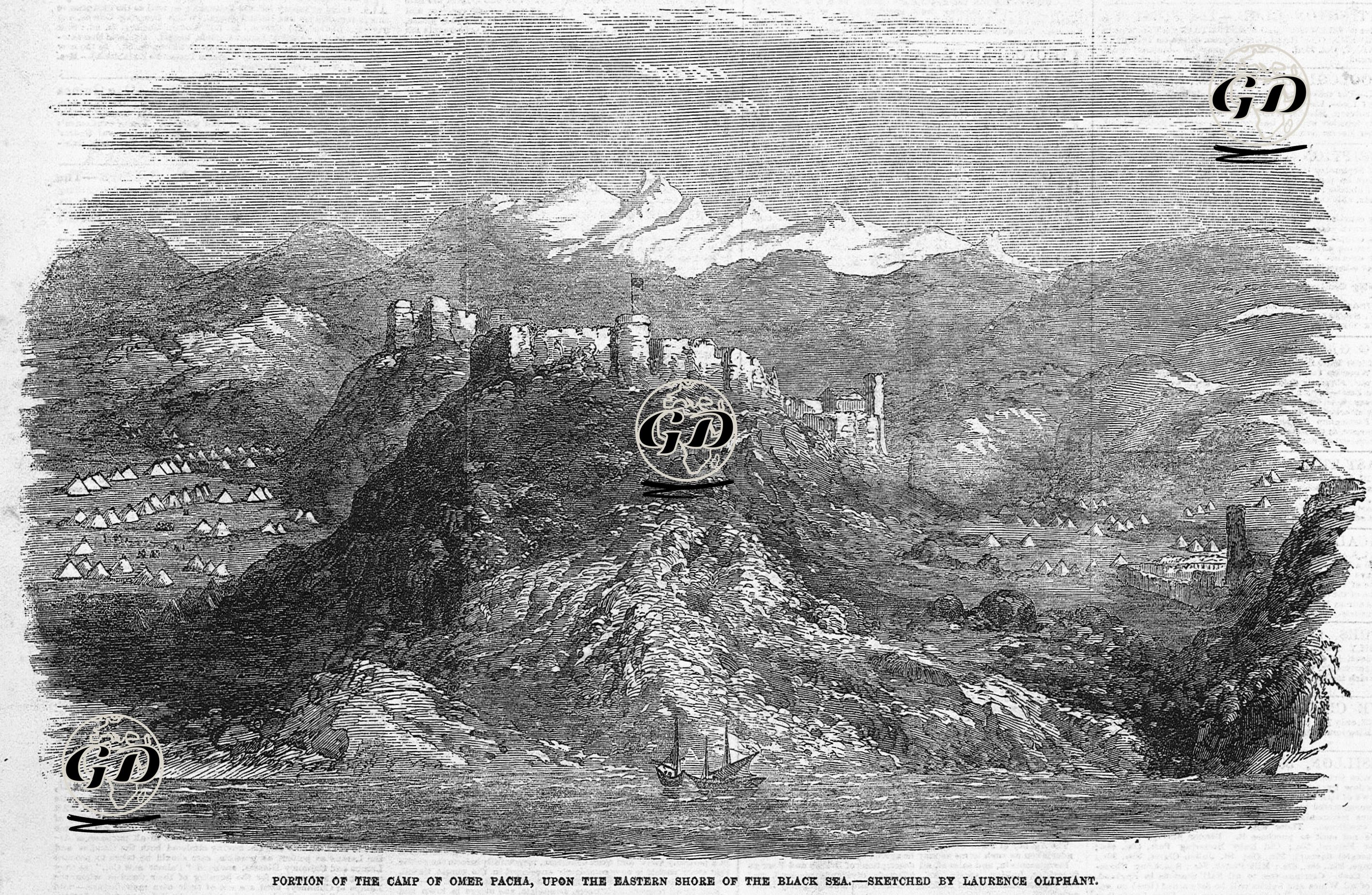 1853-1856 Osmanlı-Rus Savaşı (Kırım Savaşı) Sırasında Karadenizin Doğu Sahilinde Bulunan Ömer Paşanın Kampının Bir Kısmı  -  - 1855