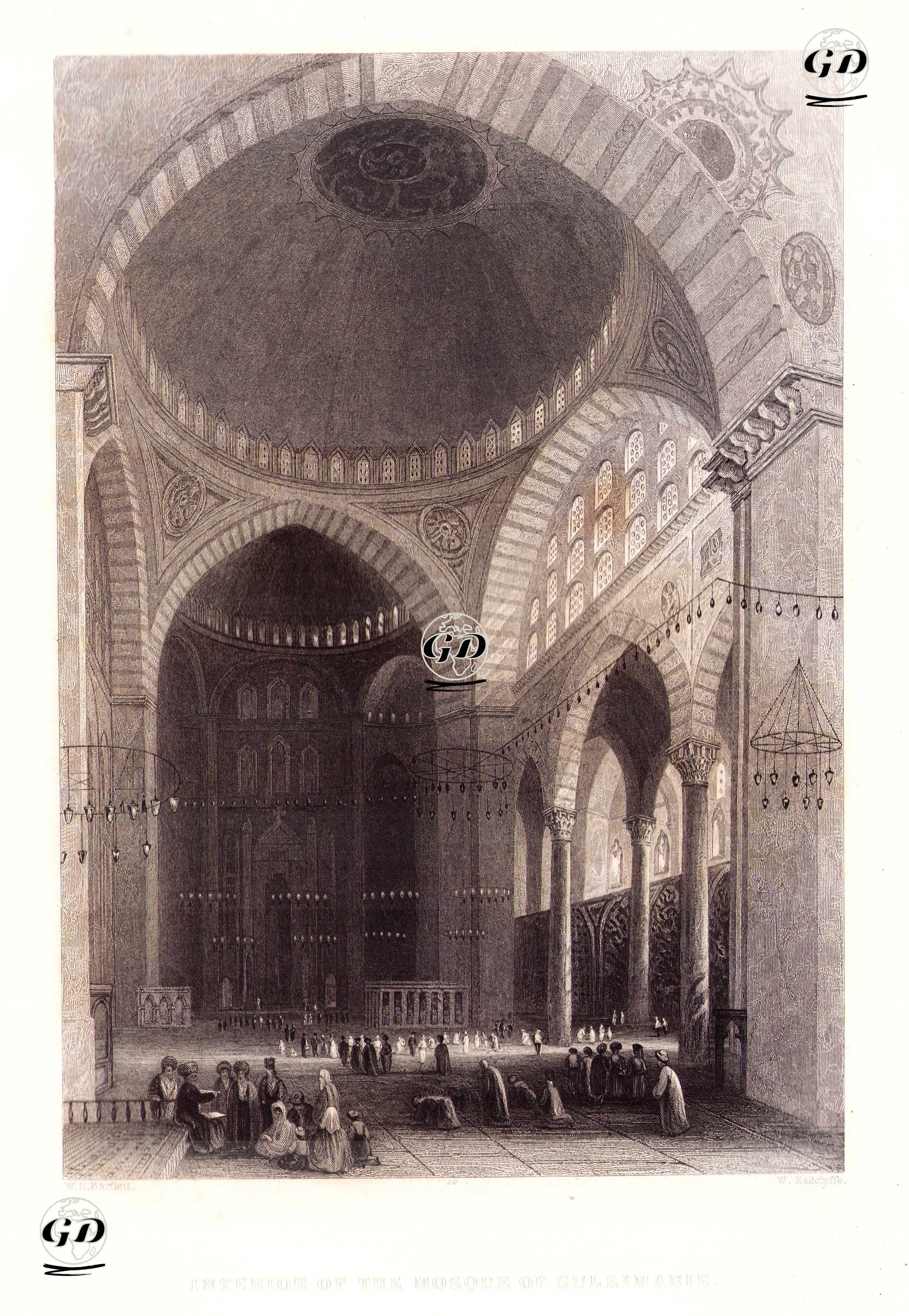 Interior Of The Mosque Of Suleimanie  - William Henry Bartlett (1809-1854) - 1854