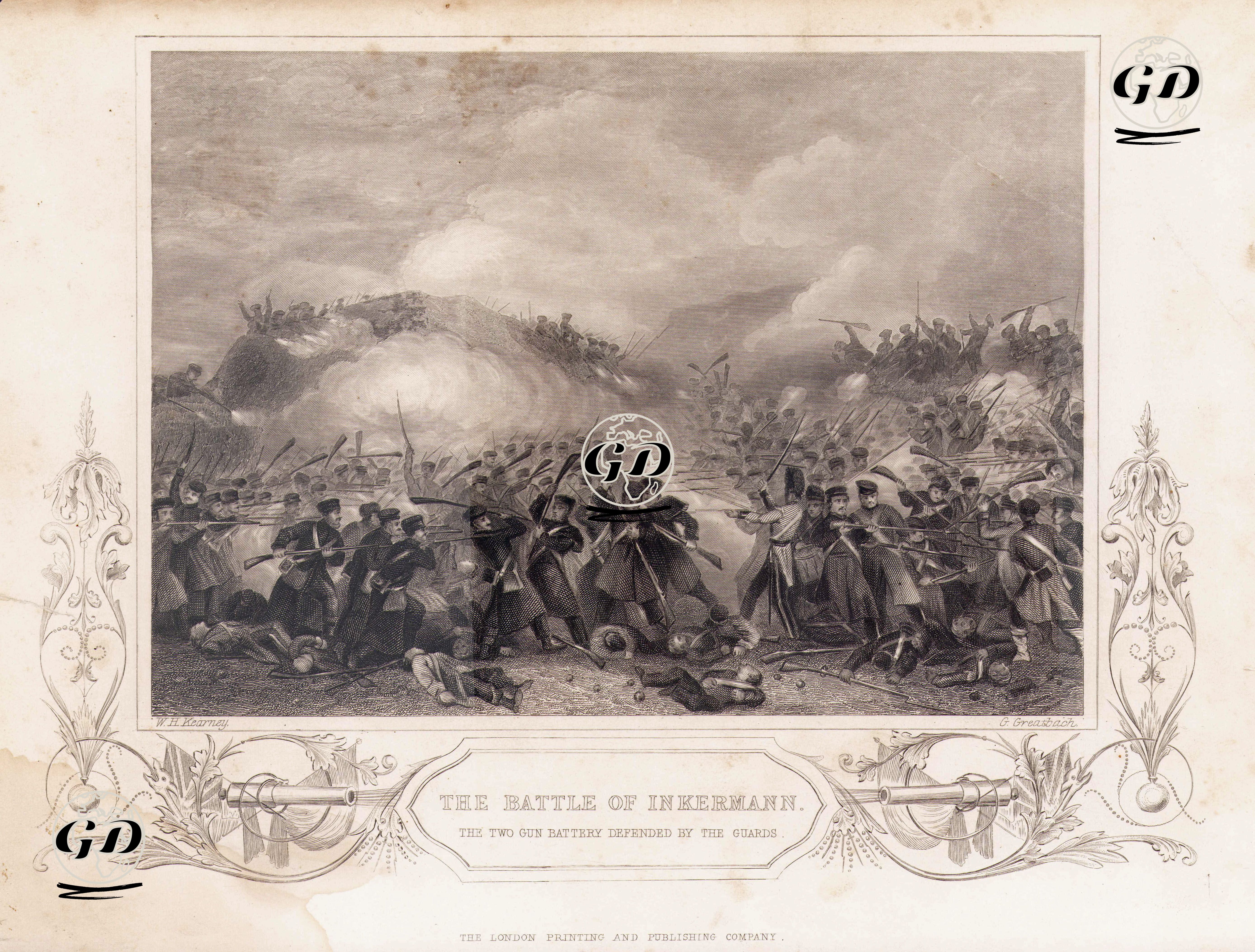 1853-1856 Osmanlı-Rus Savaşı (Kırım Savaşı) Sırasında 5 Kasım 1854 Tarihinde Gerçekleşen İnkerman Muharebesi – İngiliz Muhafız Alayı Tarafından Savunulan İki Top Bataryası - William Henry Kearney (1800-1858) - 1858