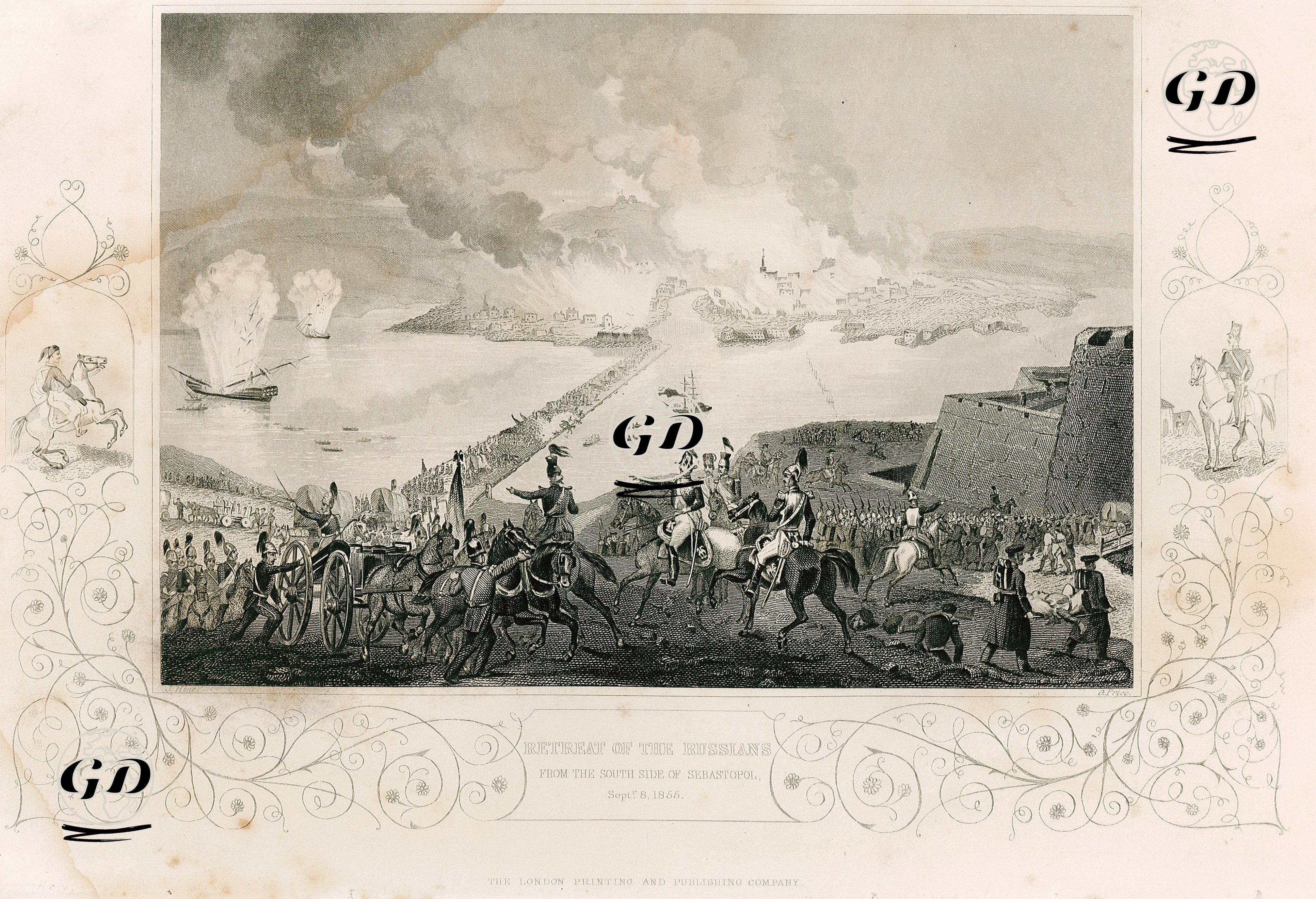 1853-1856 Osmanlı-Rus Savaşı (Kırım Savaşı) Sırasında Sivastopol Kuşatmasında Sivastopol Şehrinin Düşmesi ve Sivastopol'un Güney Tarafından Rus Ordusunun Çekilmesi 08 
Eylül 1855  - J.Hine - 1858