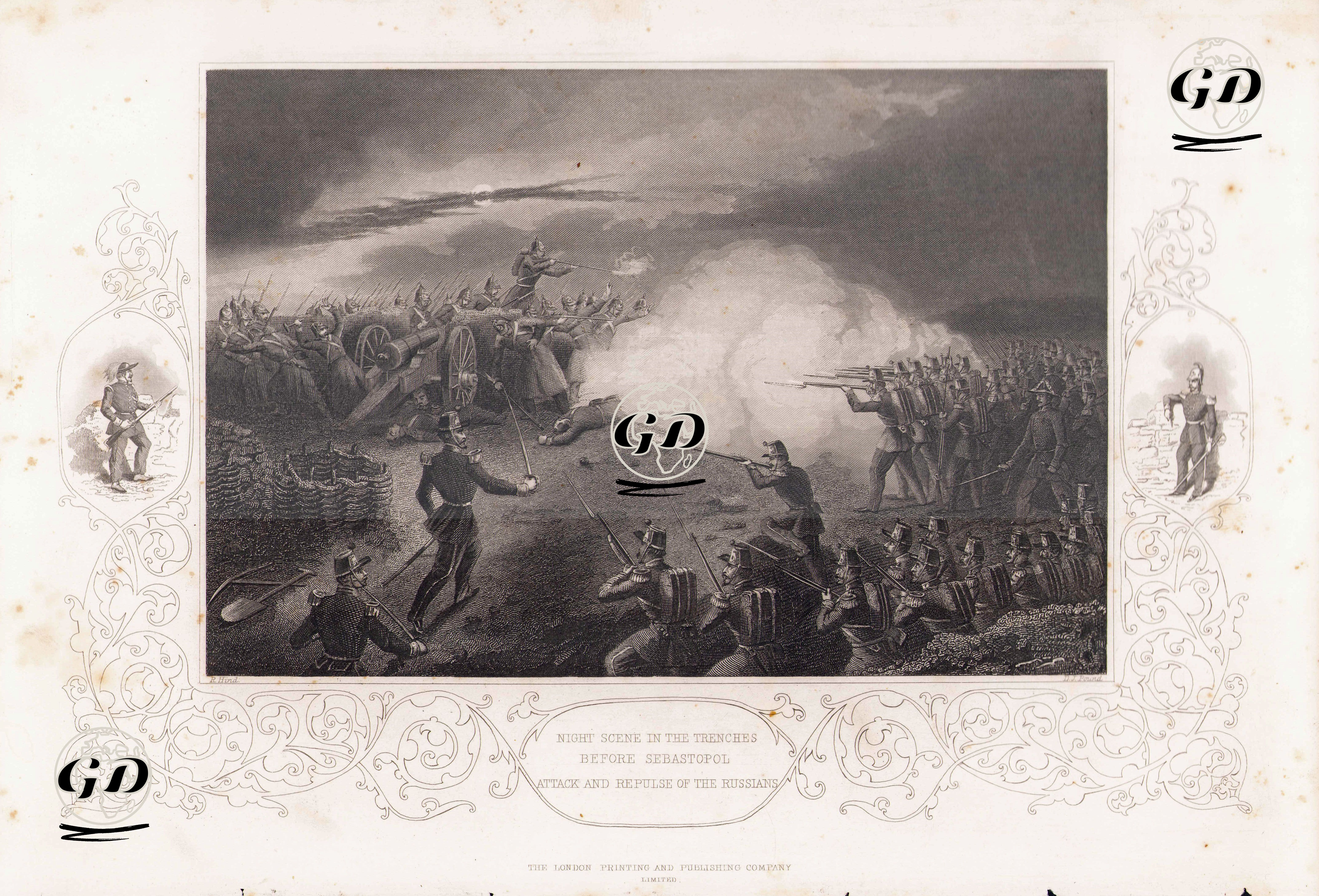 Sivastopol Kuşatması Sırasında Rus Ordusunun Siperlere Gece Saldırısı ve Geri Püskürtülmeleri  - Roberd Hind (1817-1879) - 1858