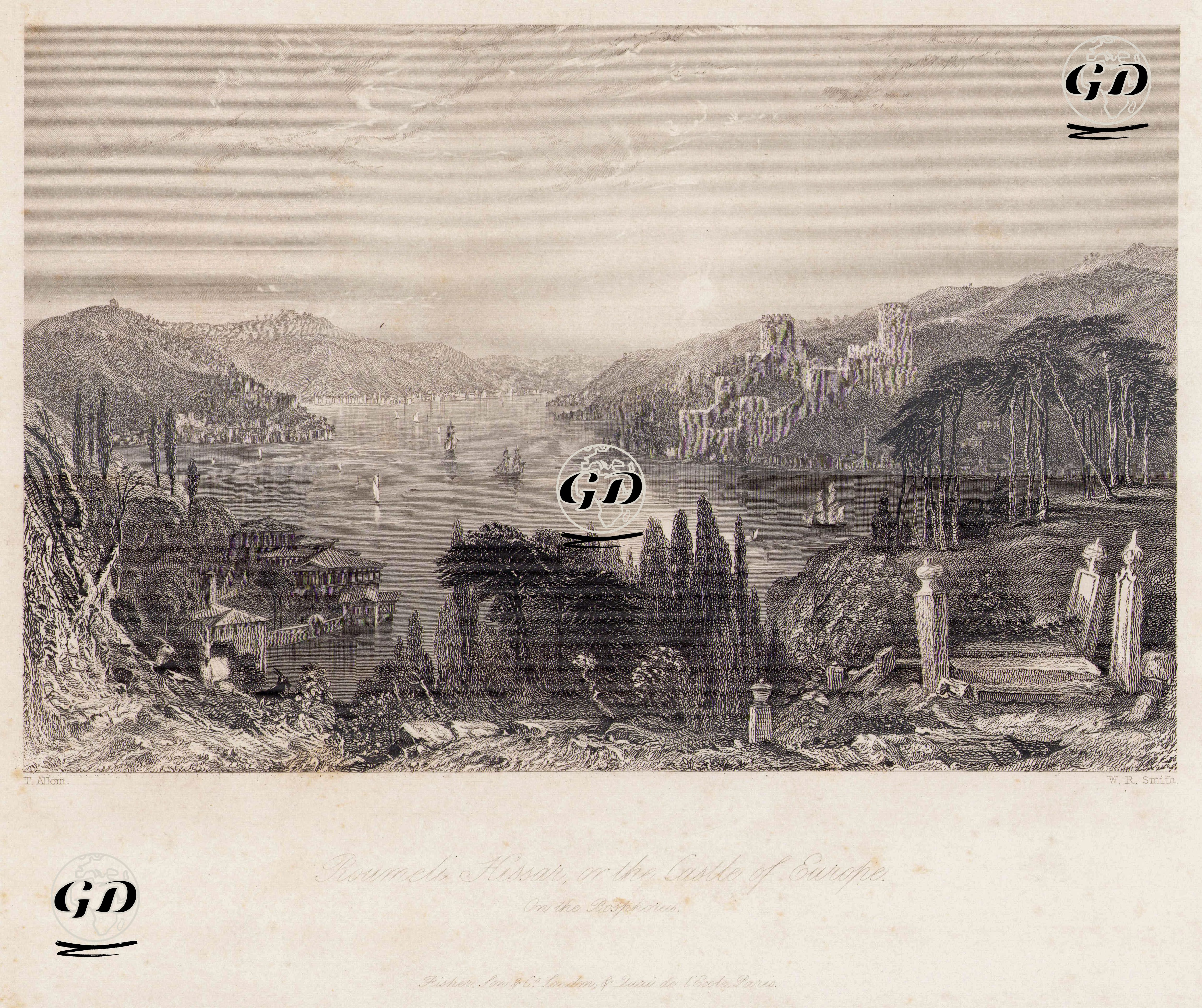 Boğaziçinde Rumeli Hisarı (Boğazkesen Hisarı) Veya Avrupa Kalesi - Thomas Allom (1804-1872) - 1838