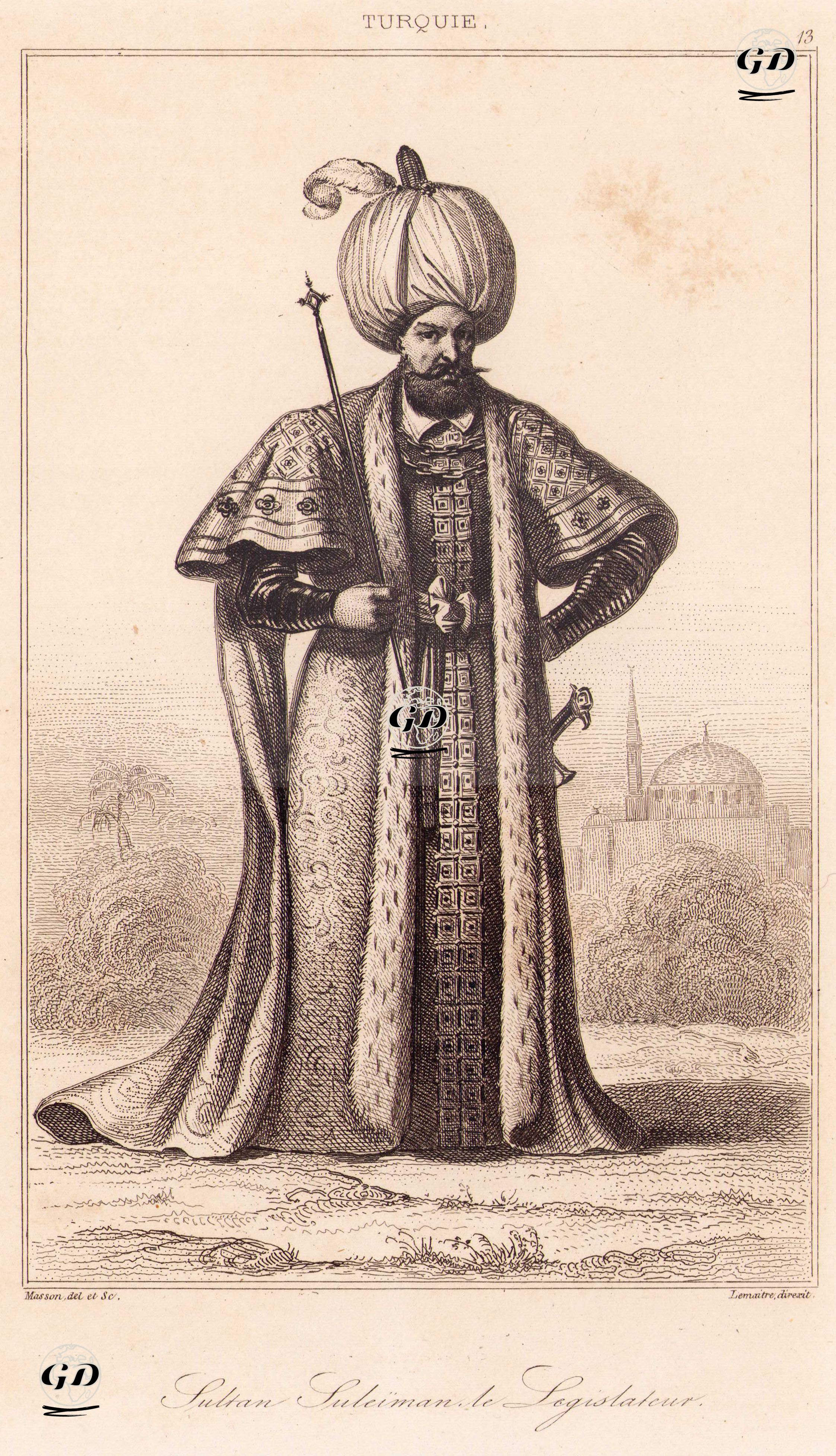 Padişah Kanuni Sultan Süleyman - Masson - 1840
