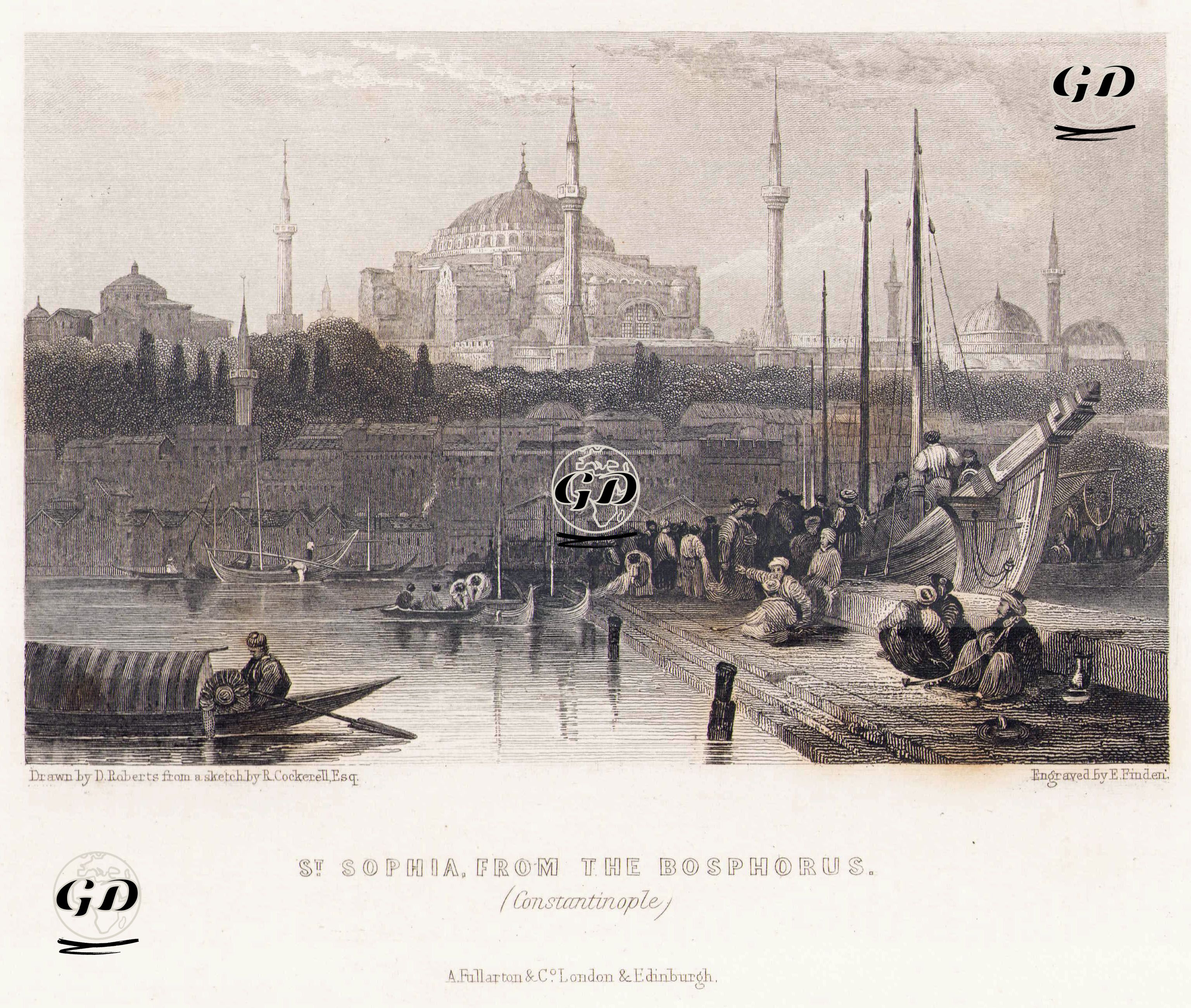 Boğaziçinden Ayasofya Cami - David Roberts (1796-1864) - 1832