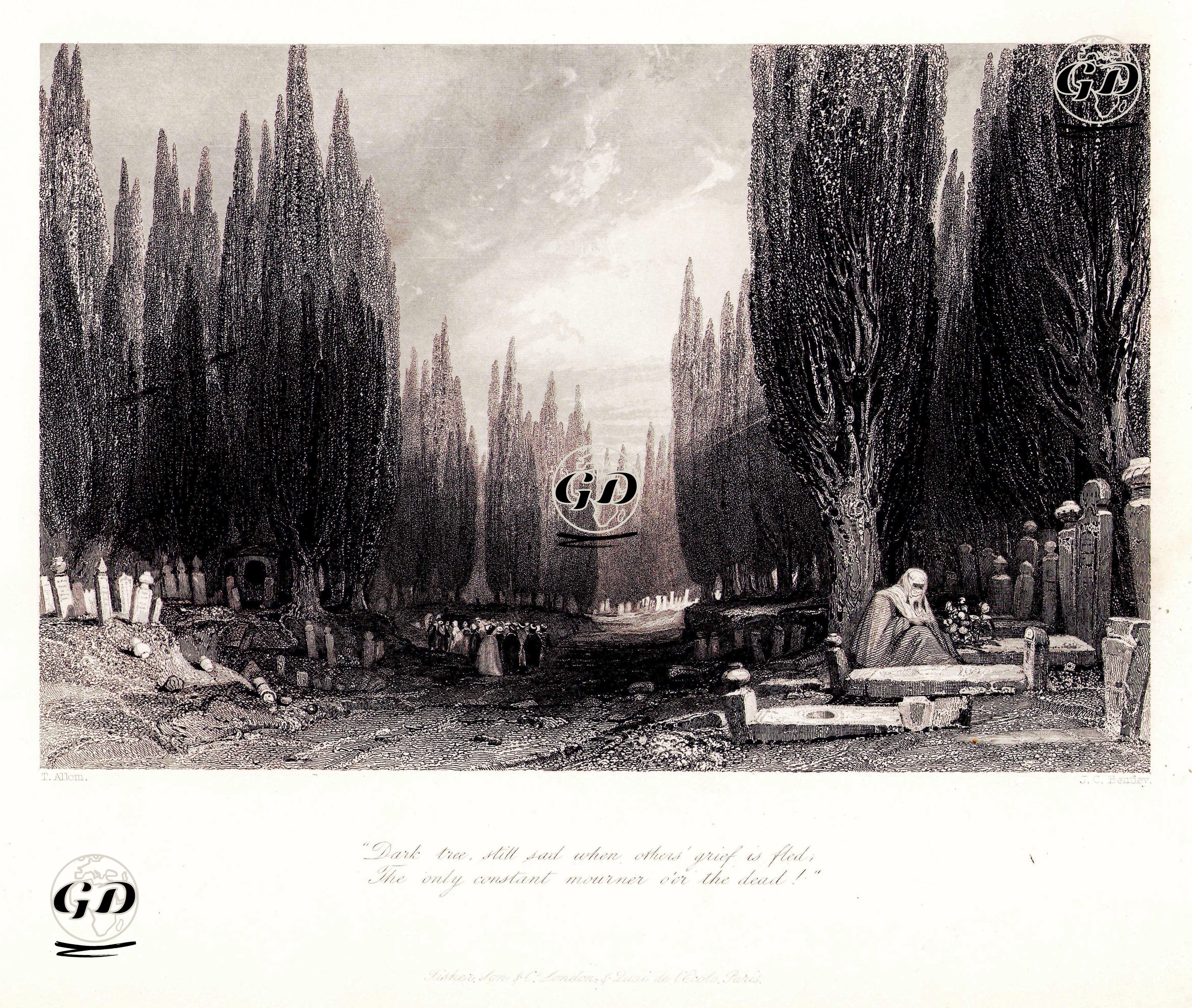 Üsküdar (Karacaahmet) Mezarlığı - Thomas Allom (1804-1872) - 1838