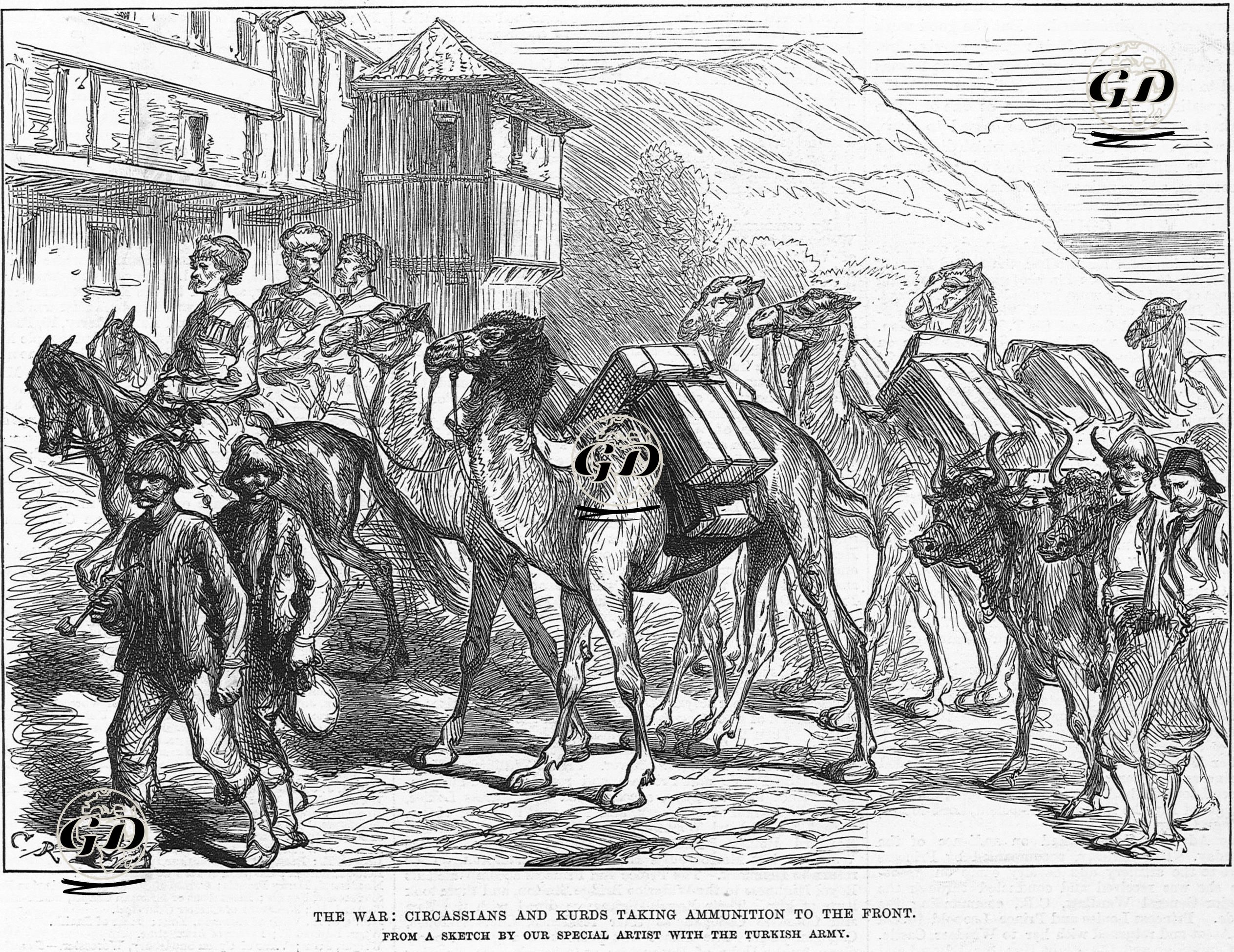 The War-Circassians And Kurds Taking Ammunition To The Front -  - 1877