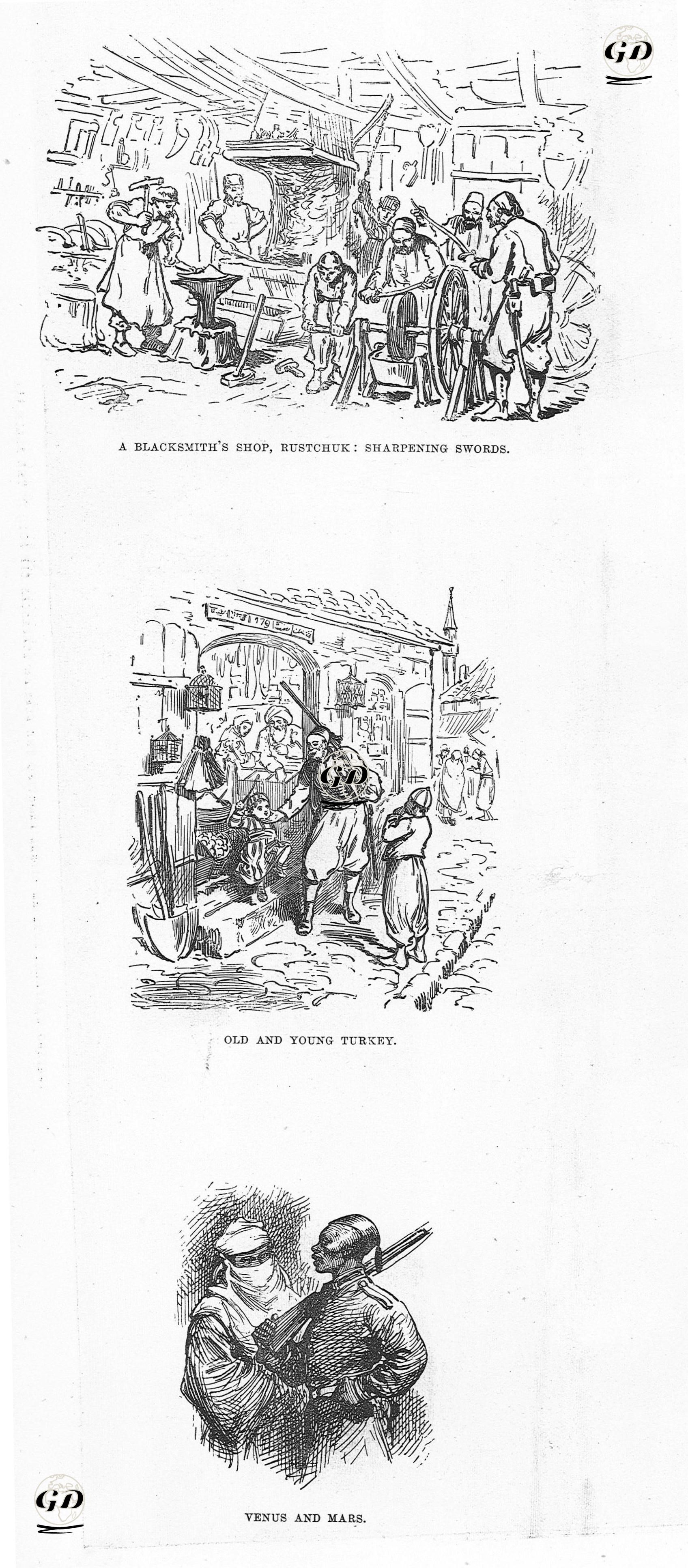 1877-1878 Osmanlı-Rus Savaşı (93 Harbi) Sırasında Rusçuk'da Bir Demirci Dükkanında Kılıçların Keskinleştirilmesi-Çocuk ve İhtiyar Türk-Venüs Ve Mars -  - 1877