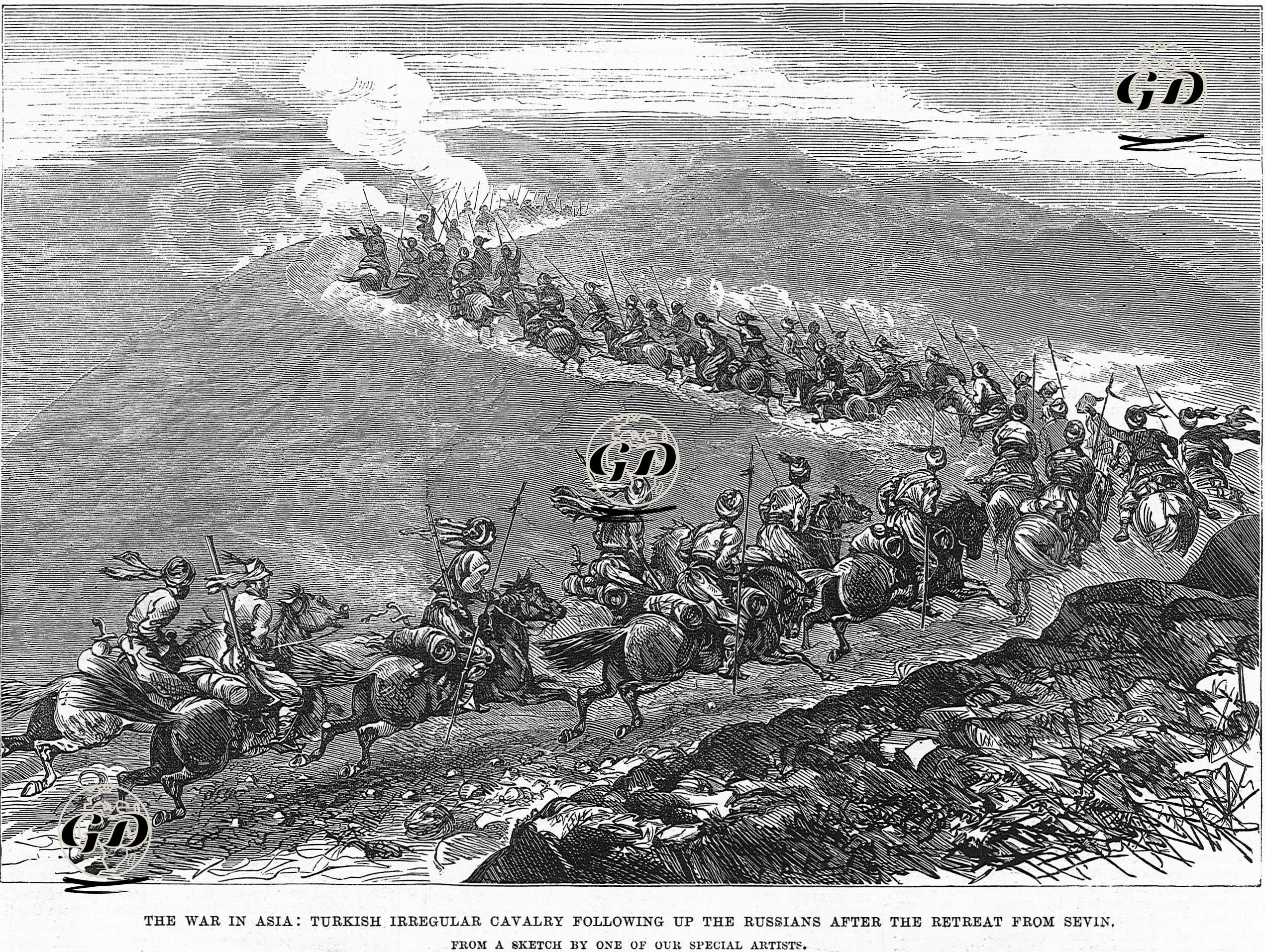 1877-1878 Osmanlı-Rus Savaşı (93 Harbi) Sırasında Zivin Muharebesi Sonrası Geri Çekilen Rus Ordusunu Kovalayan Türk Atlıları -  - 1877